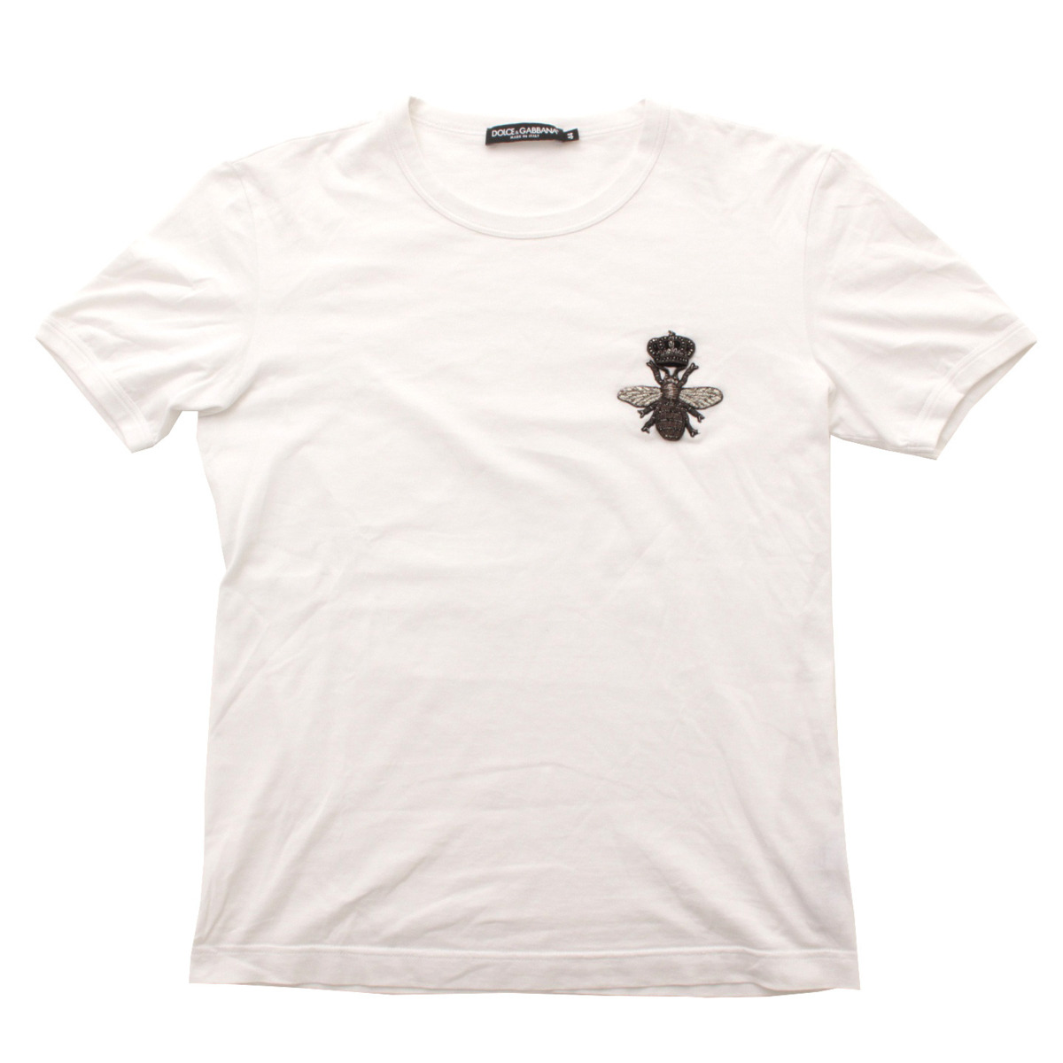 ドルチェ&ガッバーナ(Dolce&Gabbana) メンズ ハチ 刺繍 Tシャツ カットソー ホワイト 44