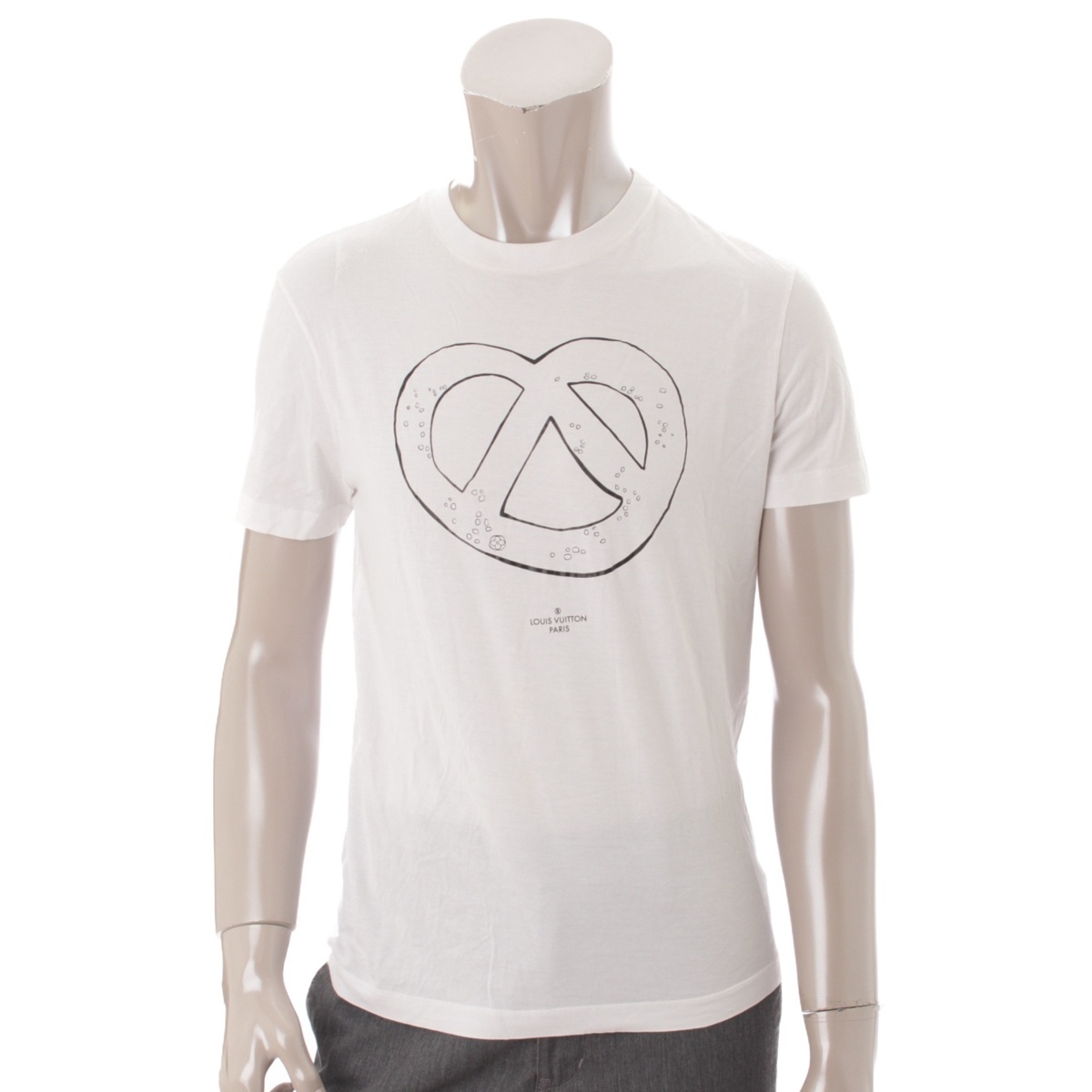 ルイヴィトン(Louis Vuitton) メンズ コットン プレッツェル プリント Tシャツ ホワイト XS