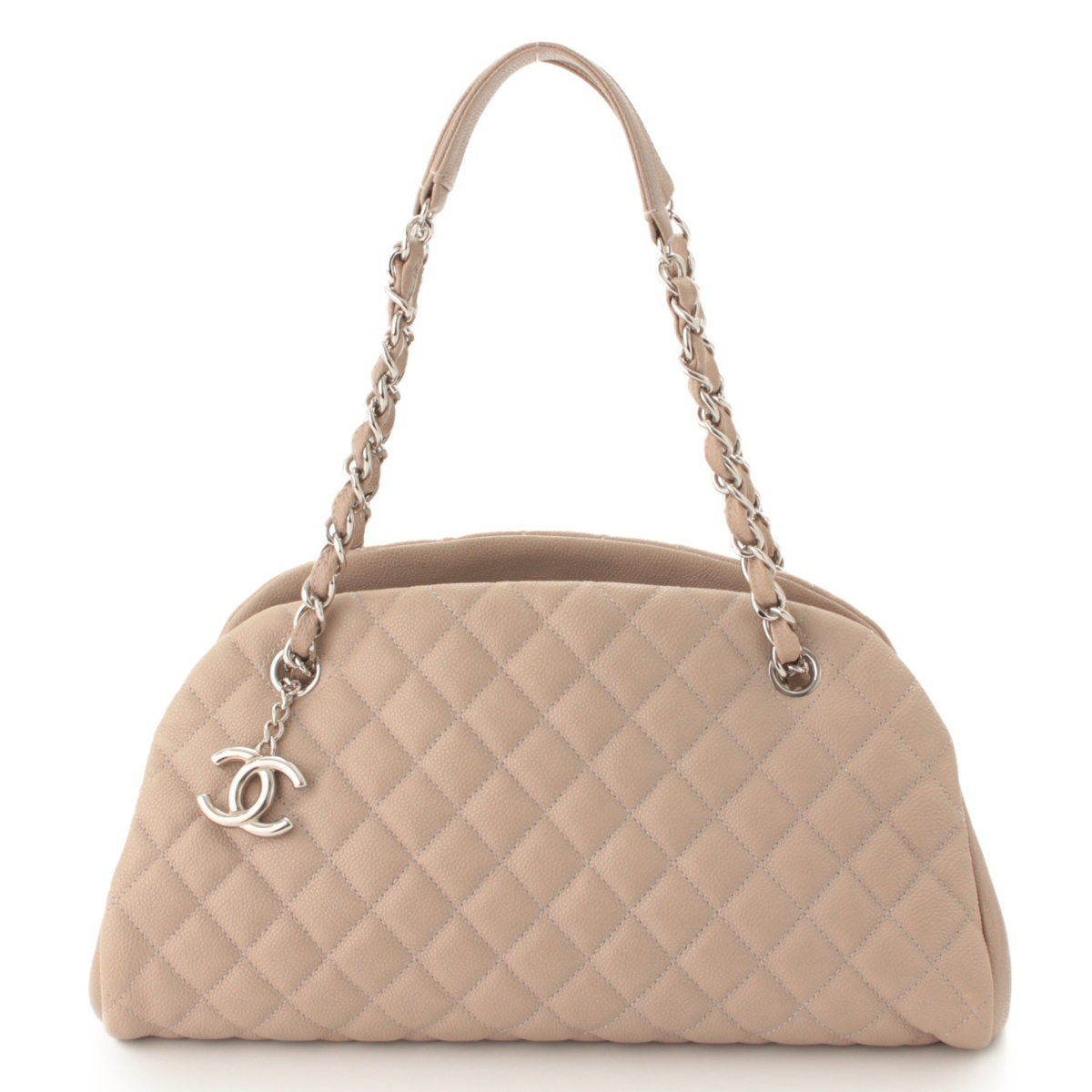 シャネル(Chanel) マドモアゼル マトラッセ キャビアスキン ショルダー ボーリングバッグ 15番台 ベージュ