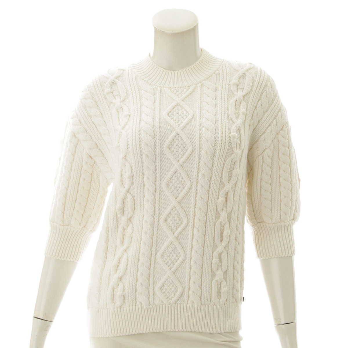 ルイヴィトン(Louis Vuitton) ケーブルニット 半袖 セーター ホワイト XS