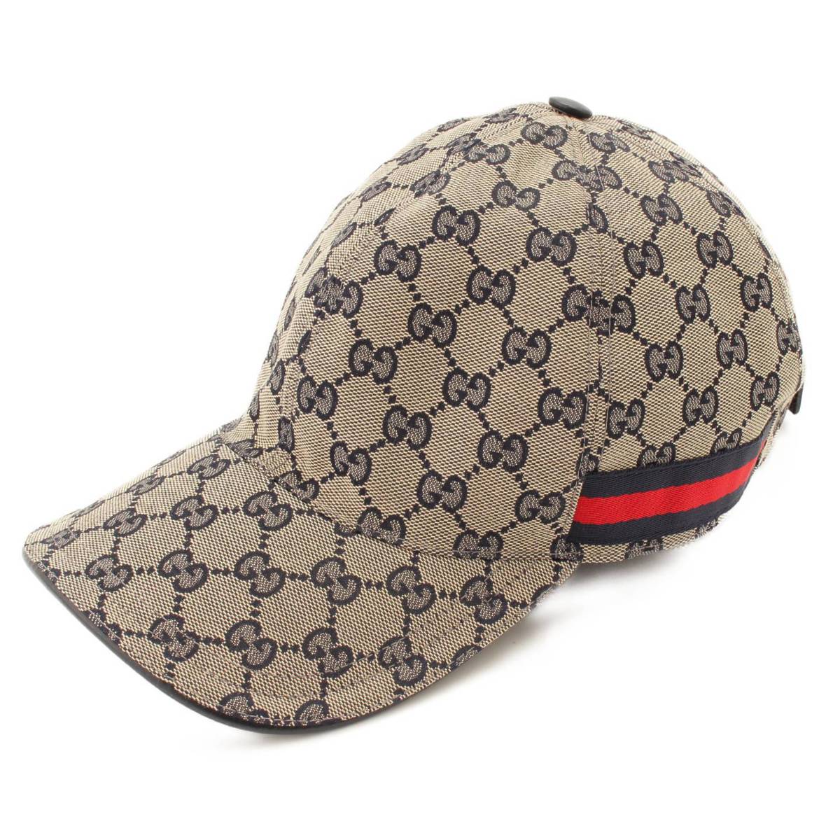 グッチ(Gucci) GGキャンバス ベースボールキャップ 帽子 200035 グレー×ネイビー L59