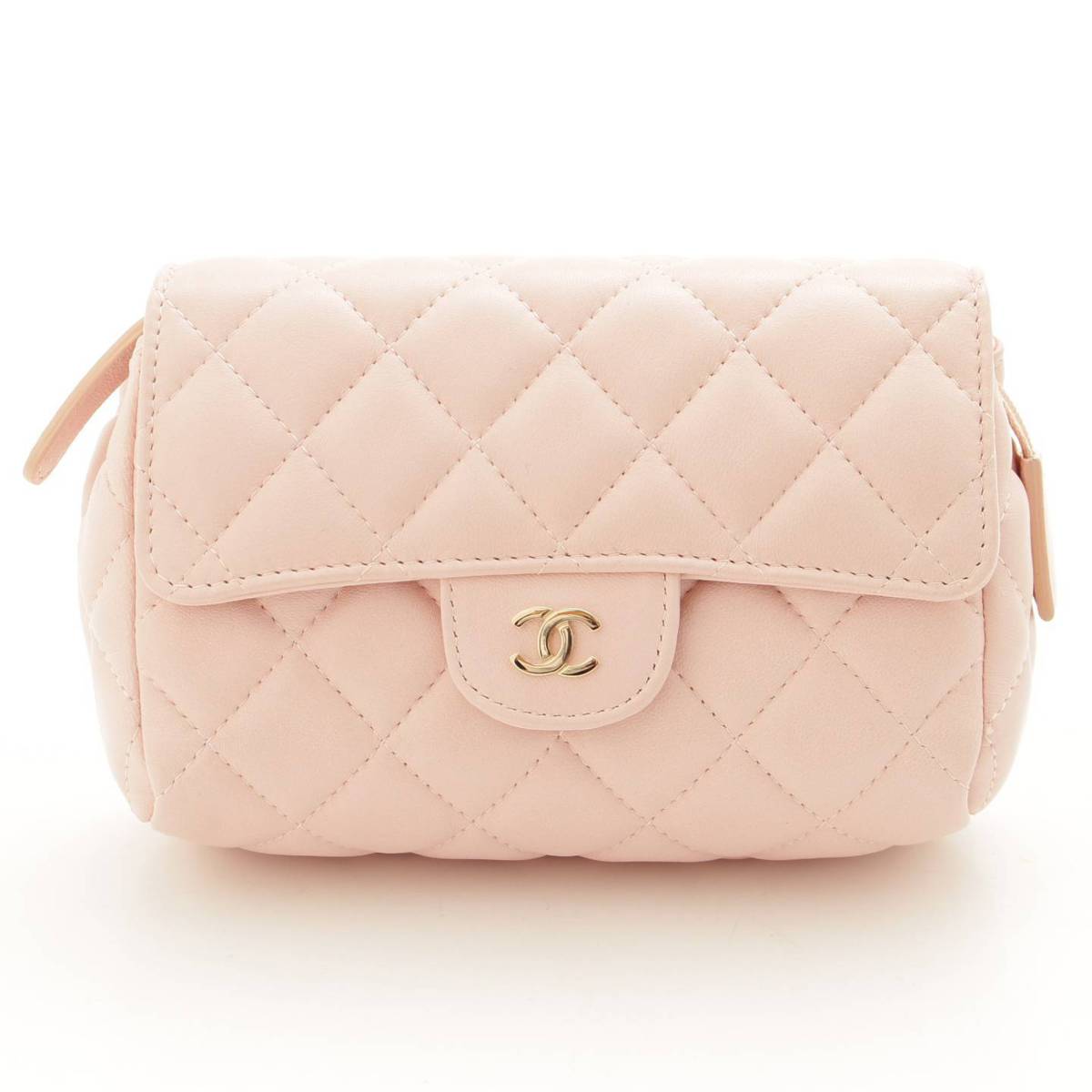 シャネル(Chanel) マトラッセ ミラー付き 化粧ポーチ 小物入れ ピンク