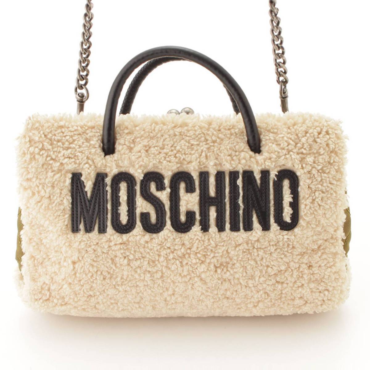 モスキーノ(Moschino) ナイロン×ボア チェーン ショルダーバッグ