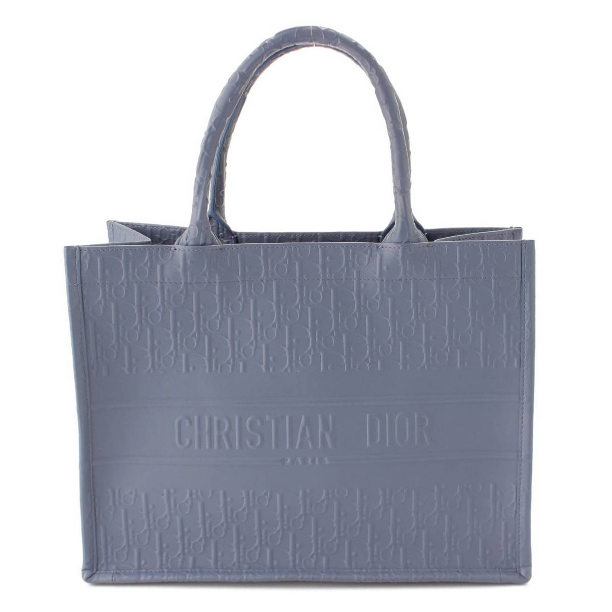 クリスチャン ディオール(Christian Dior) ブックトート オブリーク エンボス カーフレザー トートバッグ ブルー