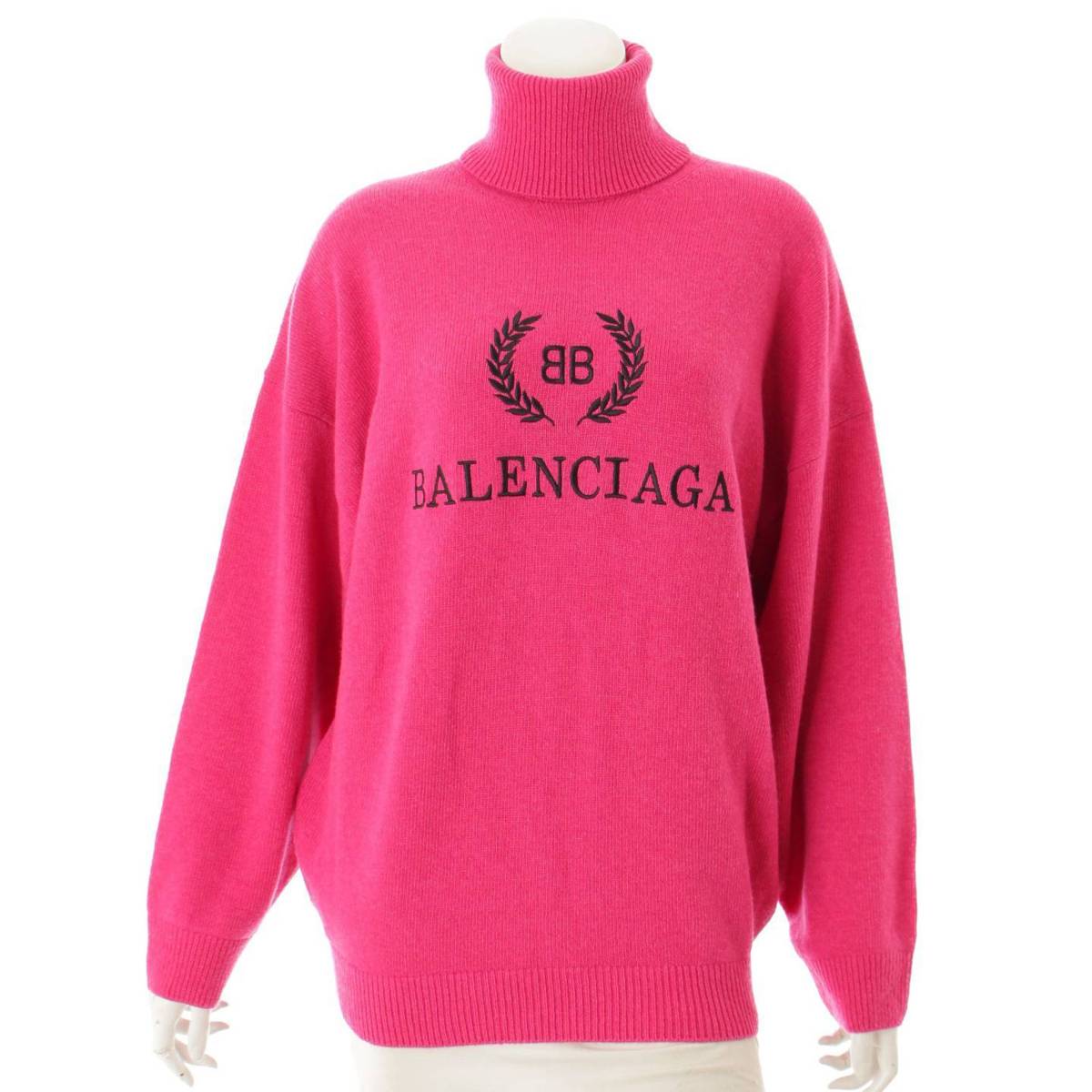 バレンシアガ(Balenciaga) BBロゴ刺繍 エンブロイダリー タートルネックセーター 542618 ピンク XS