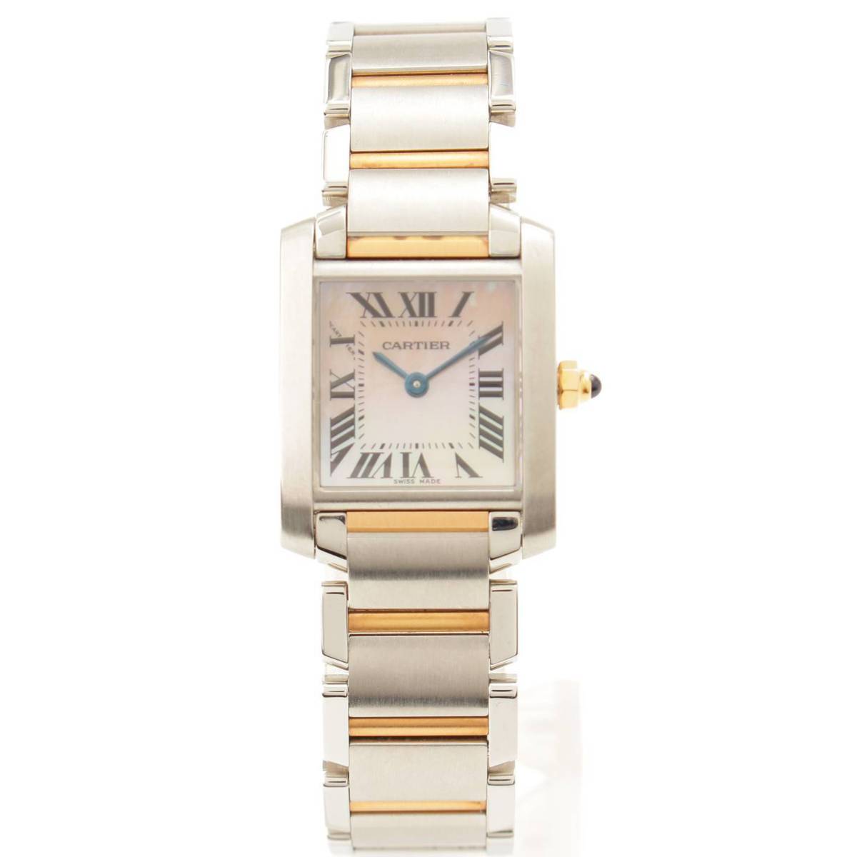 カルティエ(Cartier) タンクフランセーズSM シェル文字盤 腕時計 W51027Q4 シルバー ゴールド 電池交換済