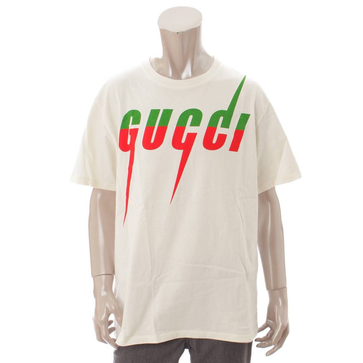 グッチ(Gucci) メンズ 19SS ブレードプリント ロゴ Tシャツ 565806 ホワイト M