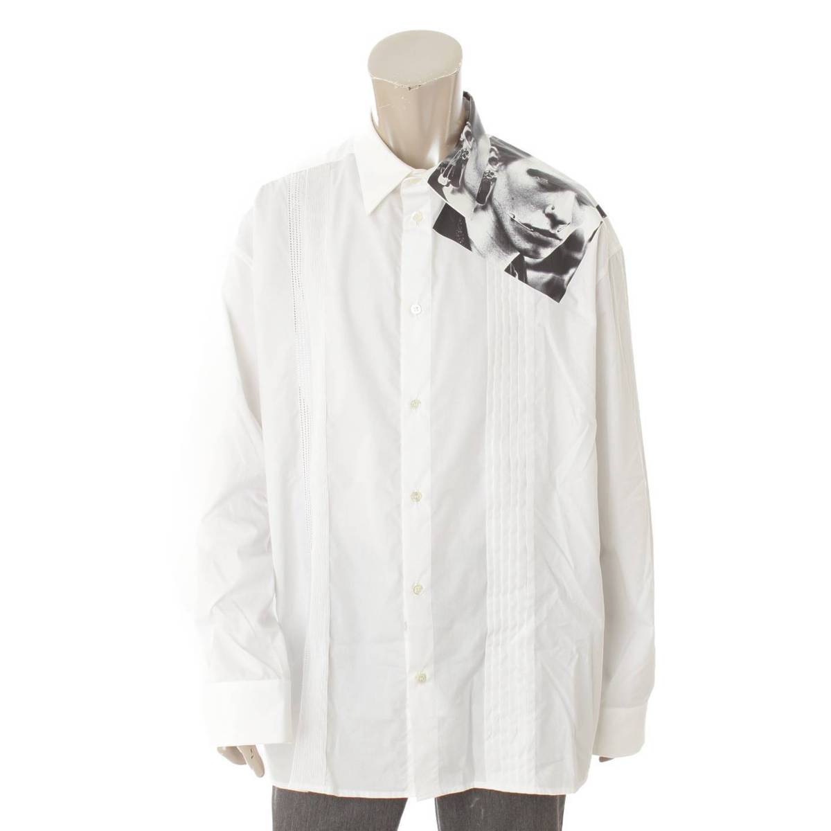 ラフ シモンズ(Raf Simons) メンズ 19SS Cropped shirt プリント シャツ 191-293G ホワイト 50