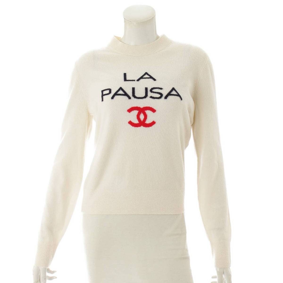 シャネル(Chanel) La Pausa ココマーク カシミア ニット セーター P60439 36 オフホワイト