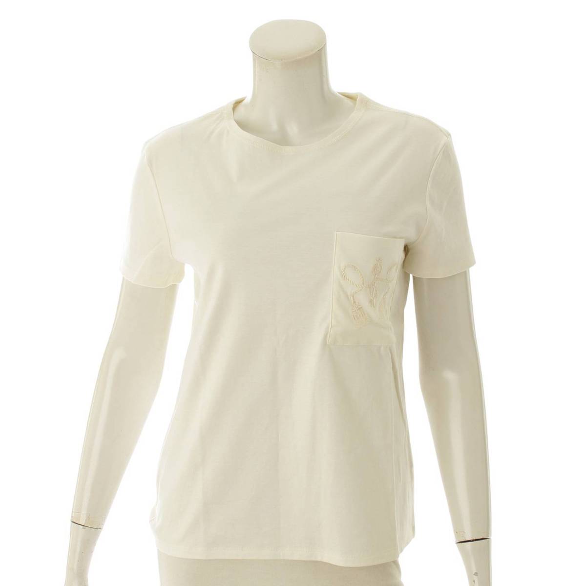 エルメス(Hermes) 刺繍 ポケット Tシャツ ホワイト 38