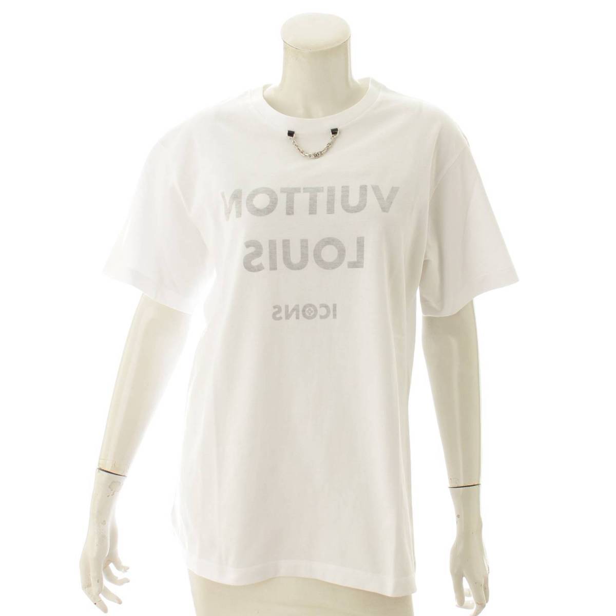 ルイヴィトン(Louis Vuitton) 反転 ロゴ Tシャツ チェーン装飾 カットソー ホワイト XXL