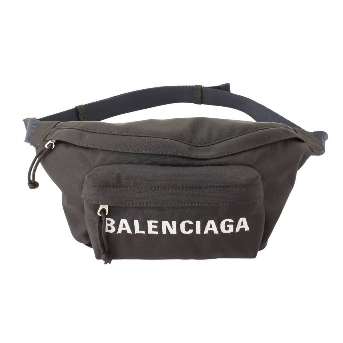 バレンシアガ(Balenciaga) ロゴ刺繍 ナイロン ウエストポーチ ボディバッグ 533009 ブラック