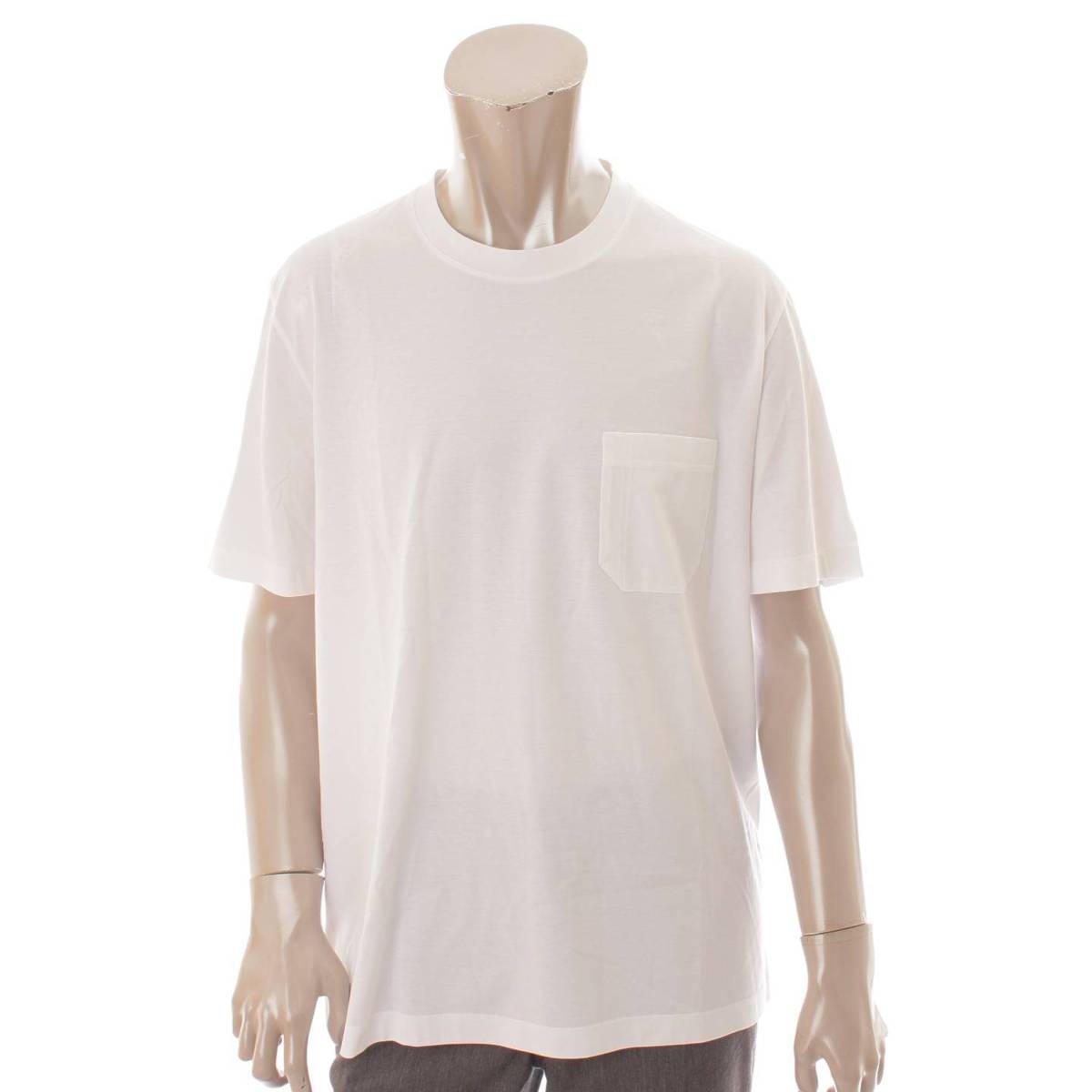 エルメス(Hermes) メンズ ポケット付 半袖 コットン Tシャツ トップス ホワイト L