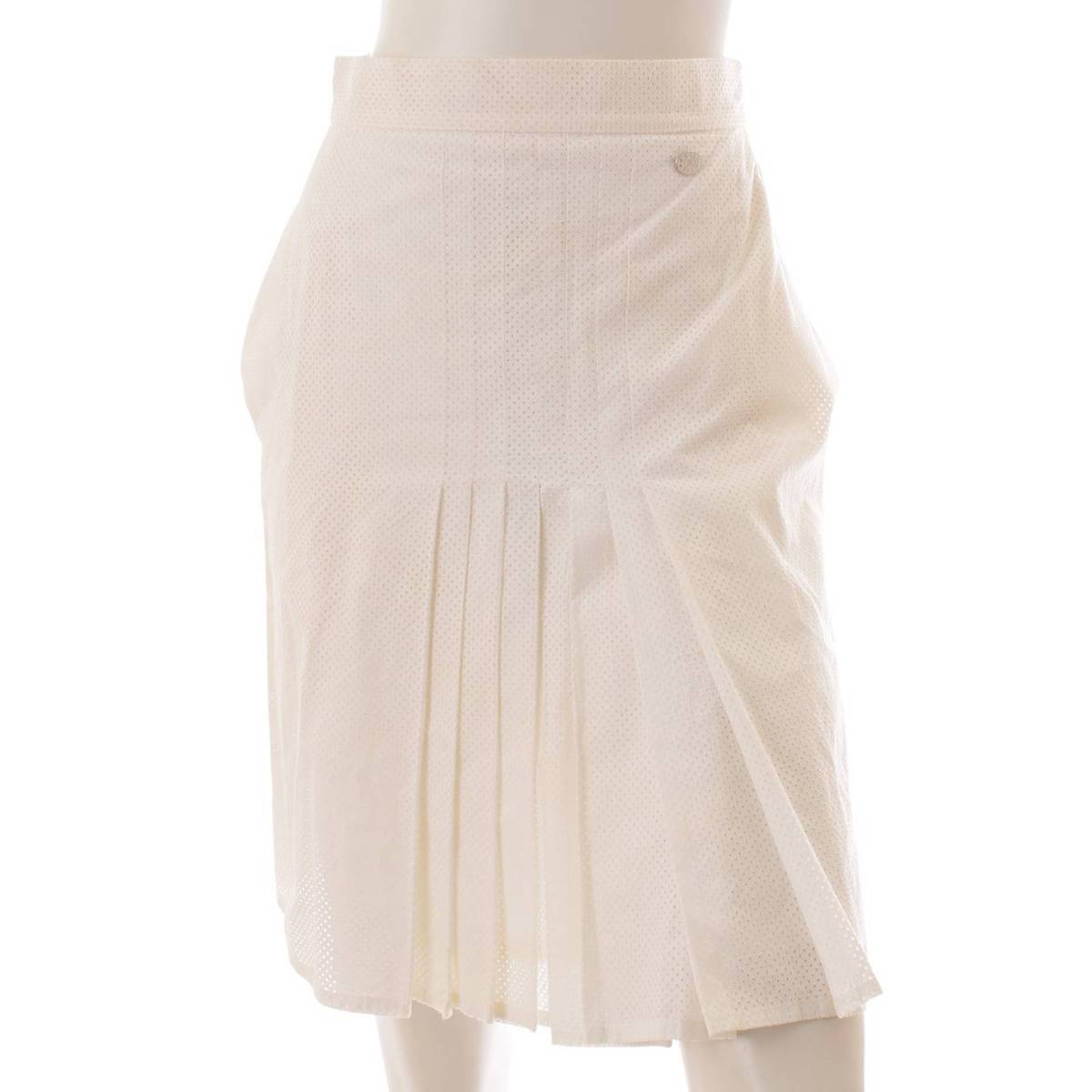 シャネル(Chanel) 96A ココマーク シルク ラムスキン レザースカート