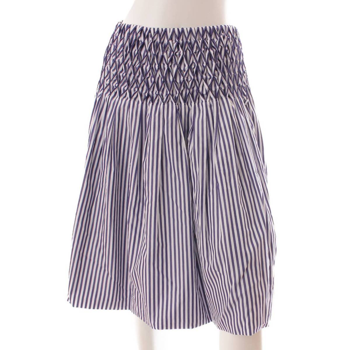 シャネル(Chanel) スモッキング スカート ギャザー ストライプ