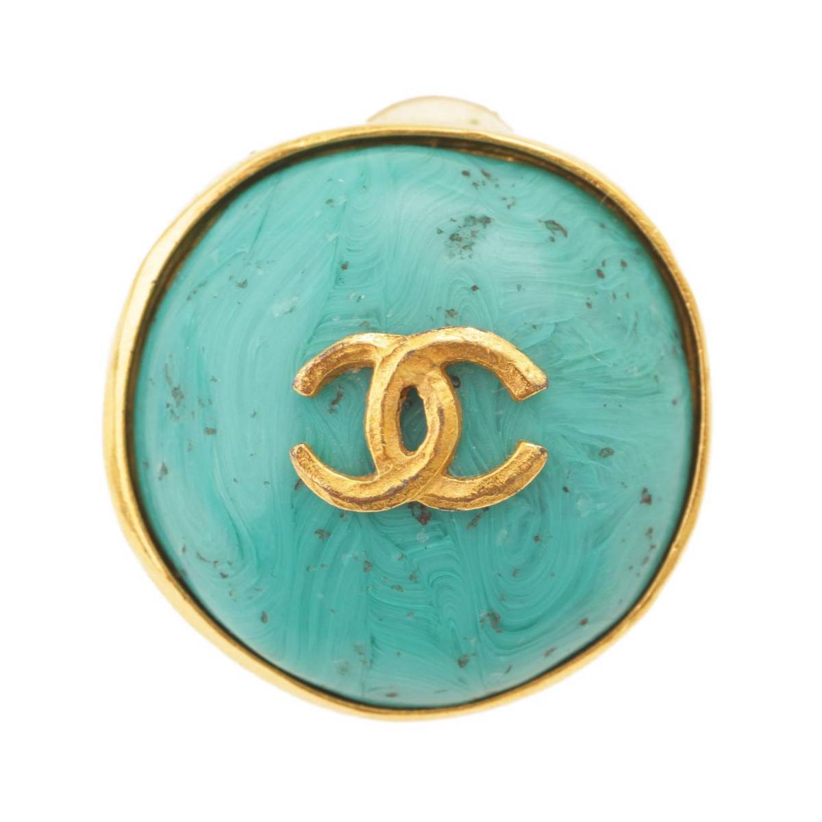 シャネル(Chanel) 98P ココマーク カラーストーン イヤリング レア 片方のみ ゴールド グリーン