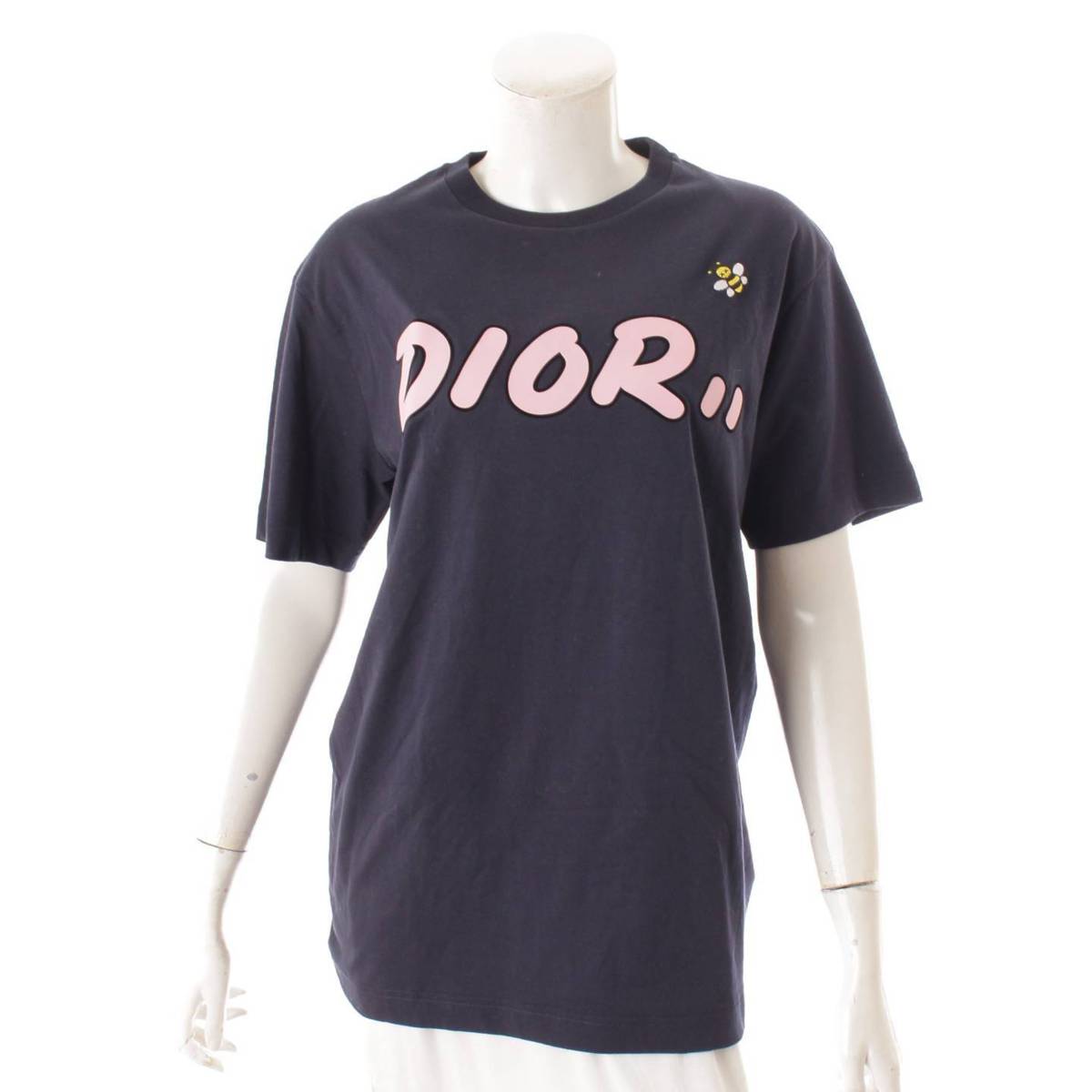クリスチャン ディオール(Christian Dior) KAWS コラボ Bee ロゴ コットン Tシャツ トップス 923J611X1241  ネイビー XS