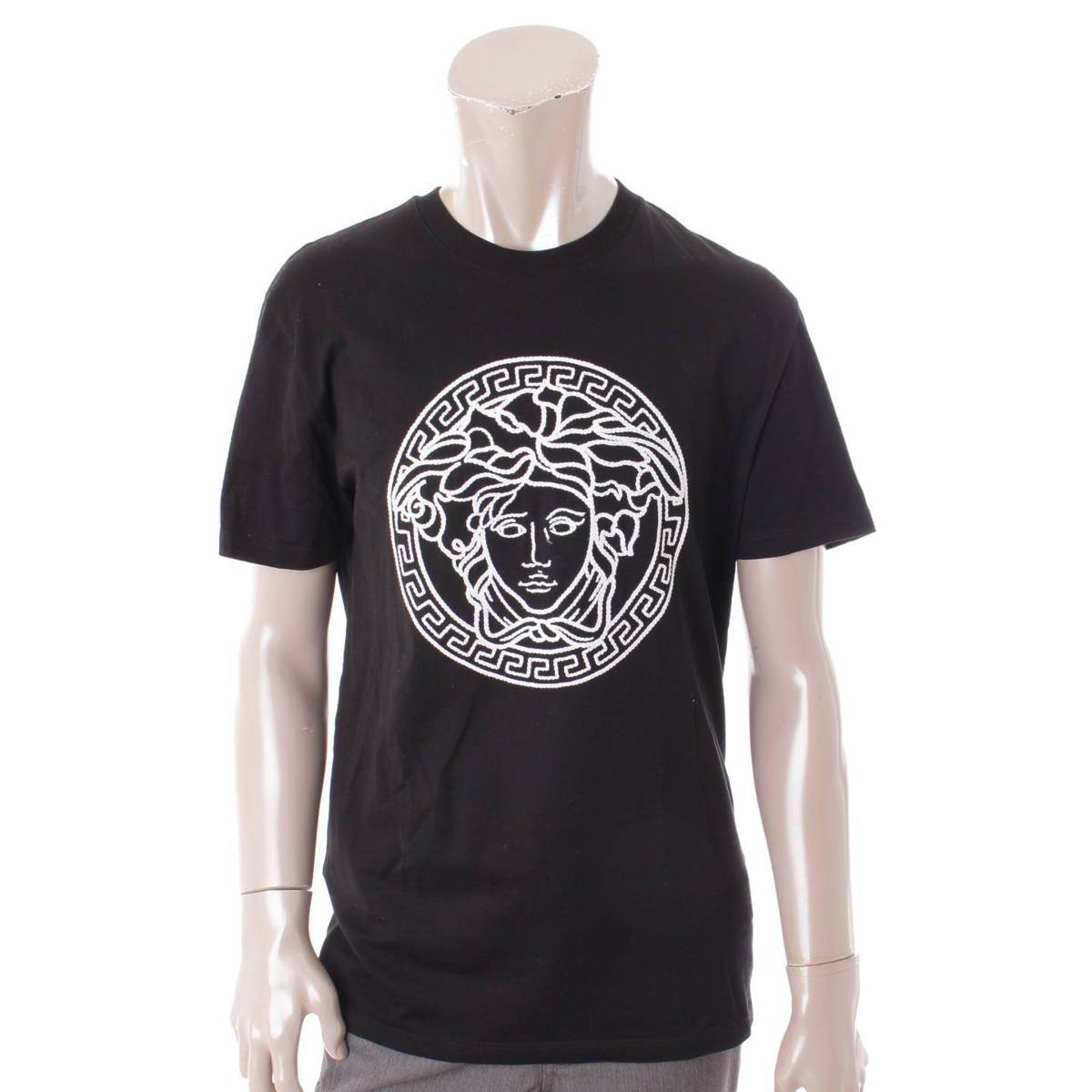 ヴェルサーチ(Versace) メンズ 21SS メデューサ 刺繍 コットン Tシャツ 半袖 A89287 ブラック S