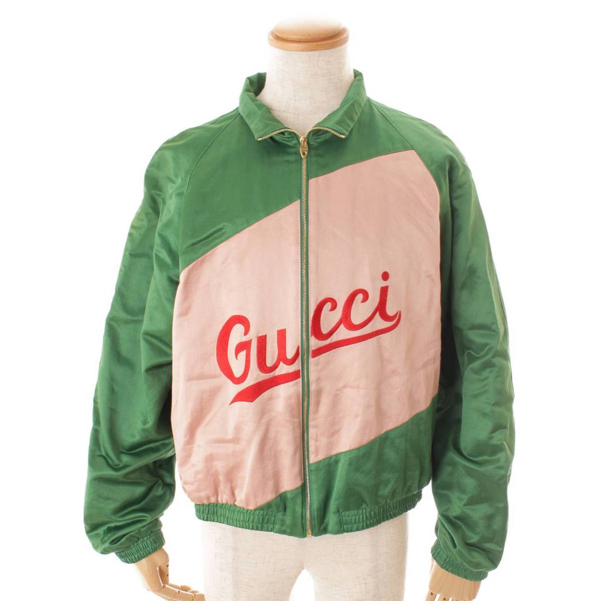 グッチ(Gucci) 20AW ジップアップ ボンバージャケット ブルゾン 618900 グリーン×ピンク 48