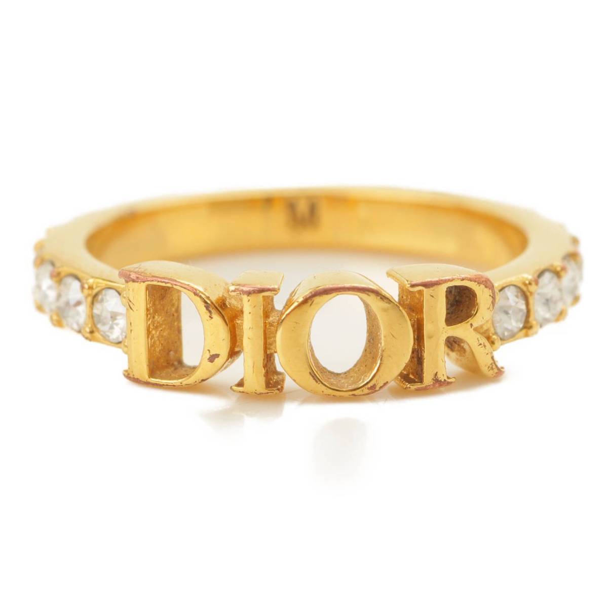 クリスチャン ディオール(Christian Dior) DIO(R)EVOLUTION ロゴ ラインストーン リング 指輪 ゴールド 12号
