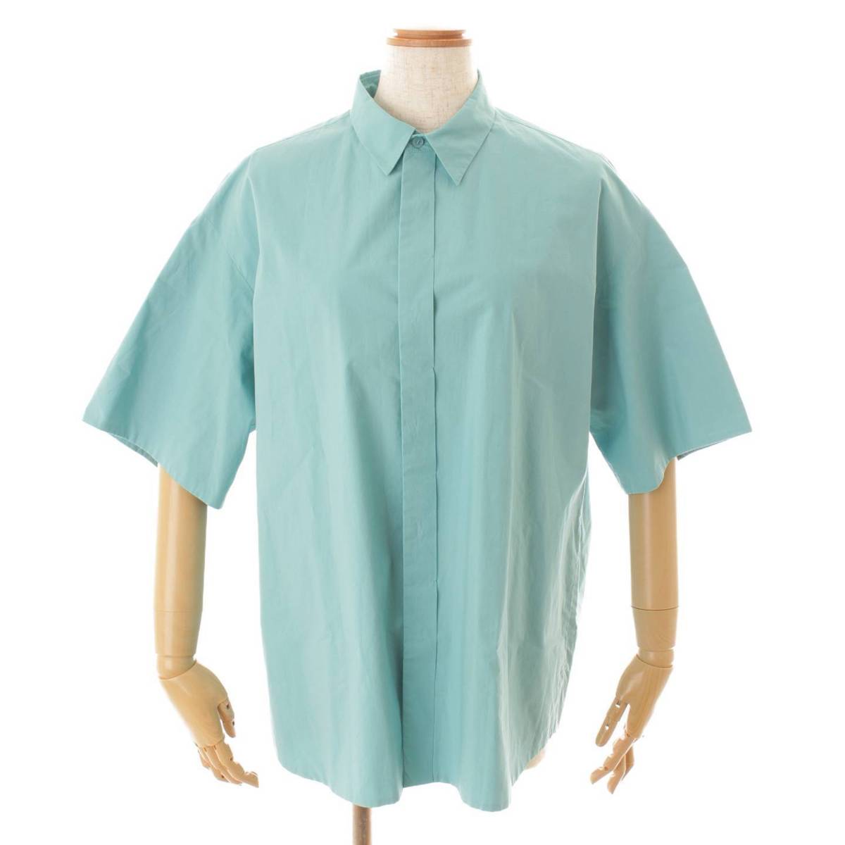 ブラミンク(BLAMINK) オーバーサイズ コットン 半袖 シャツ ブルー 38