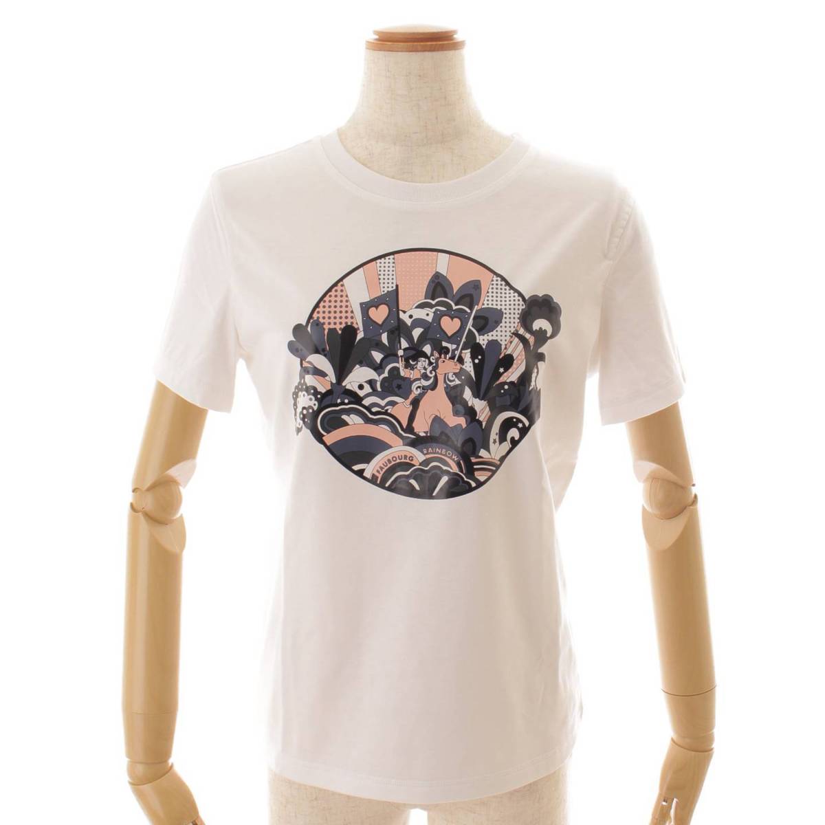 【極美品】HERMES　エルメス　Tシャツ　刺繍ロゴ　Lサイズ　ライトブルー