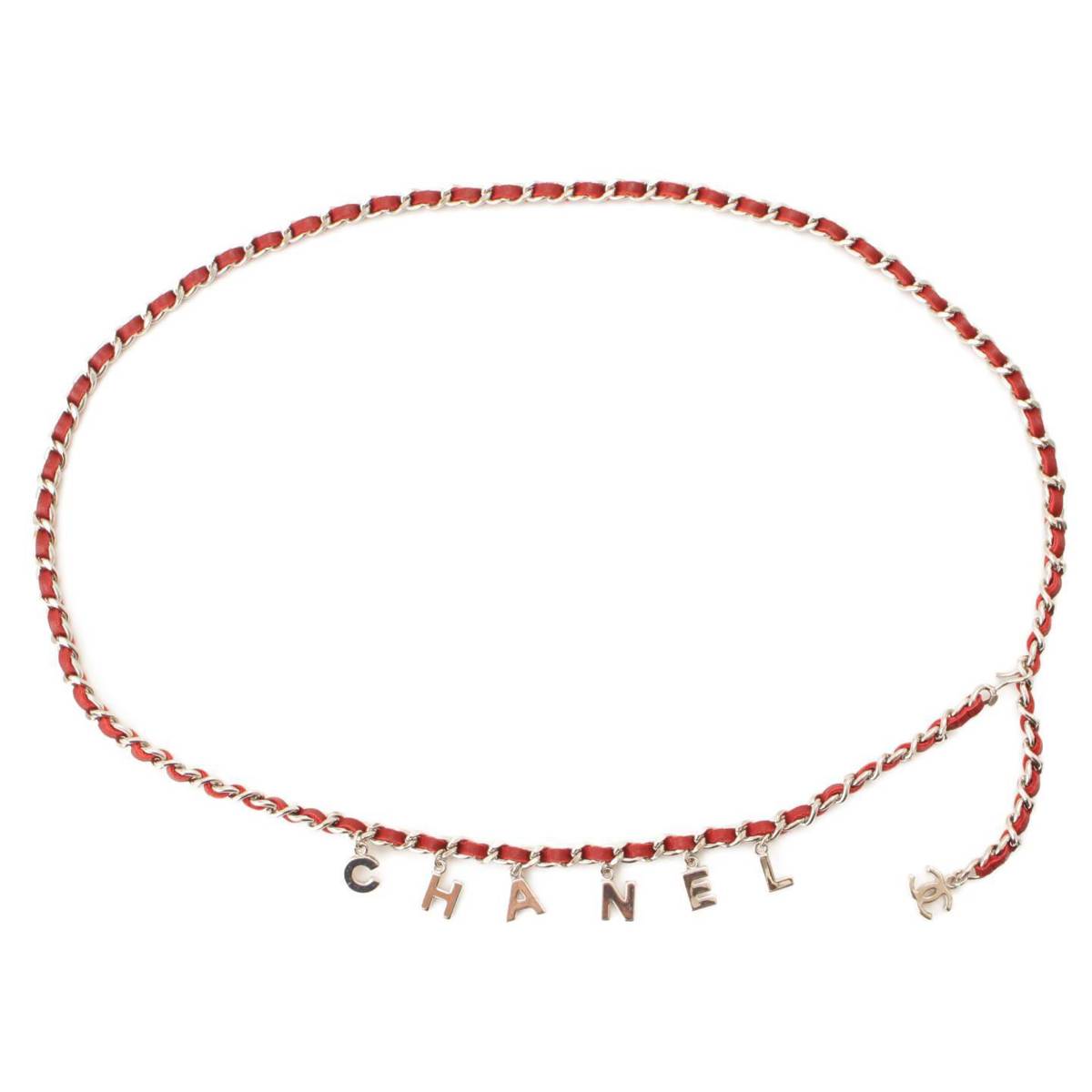 シャネル(Chanel) A12C ココマーク ロゴ チェーンベルト SV金具 レッド ...