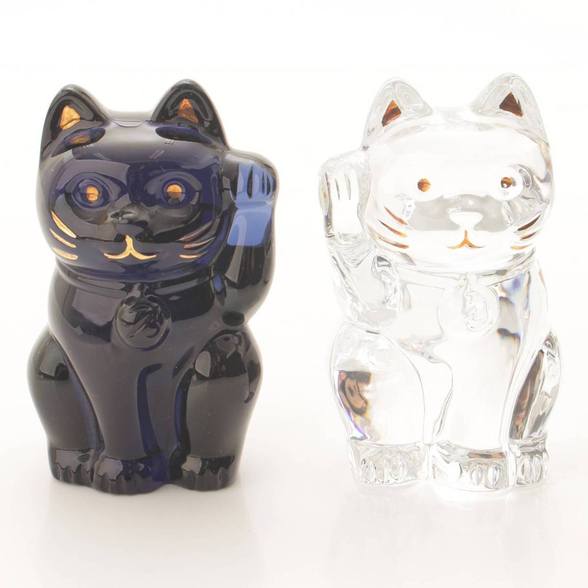バカラ(BACCARAT) 招き猫 2体セット オブジェ クリスタルガラス ガラス