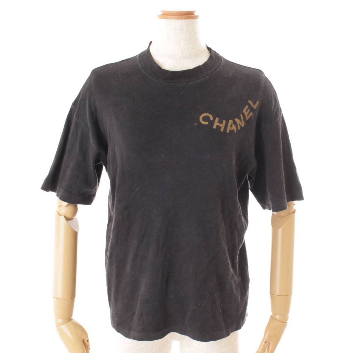 シャネル(Chanel) ヴィンテージ ロゴ 半袖 Tシャツ トップス カットソー ブラック