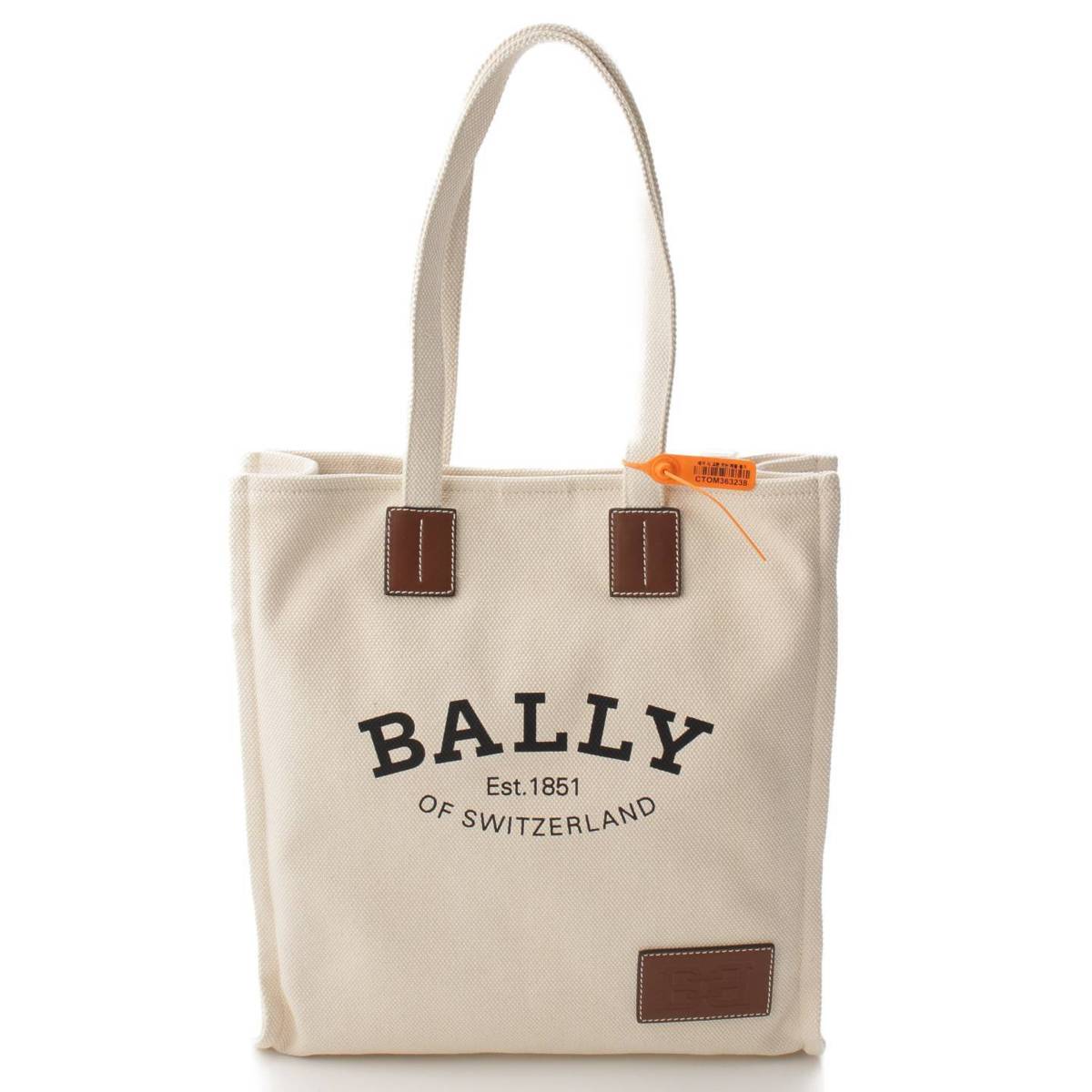 【本物保証】 バリー BALLY ロゴ トートバッグ ナイロン レザー ベージュ ホワイト