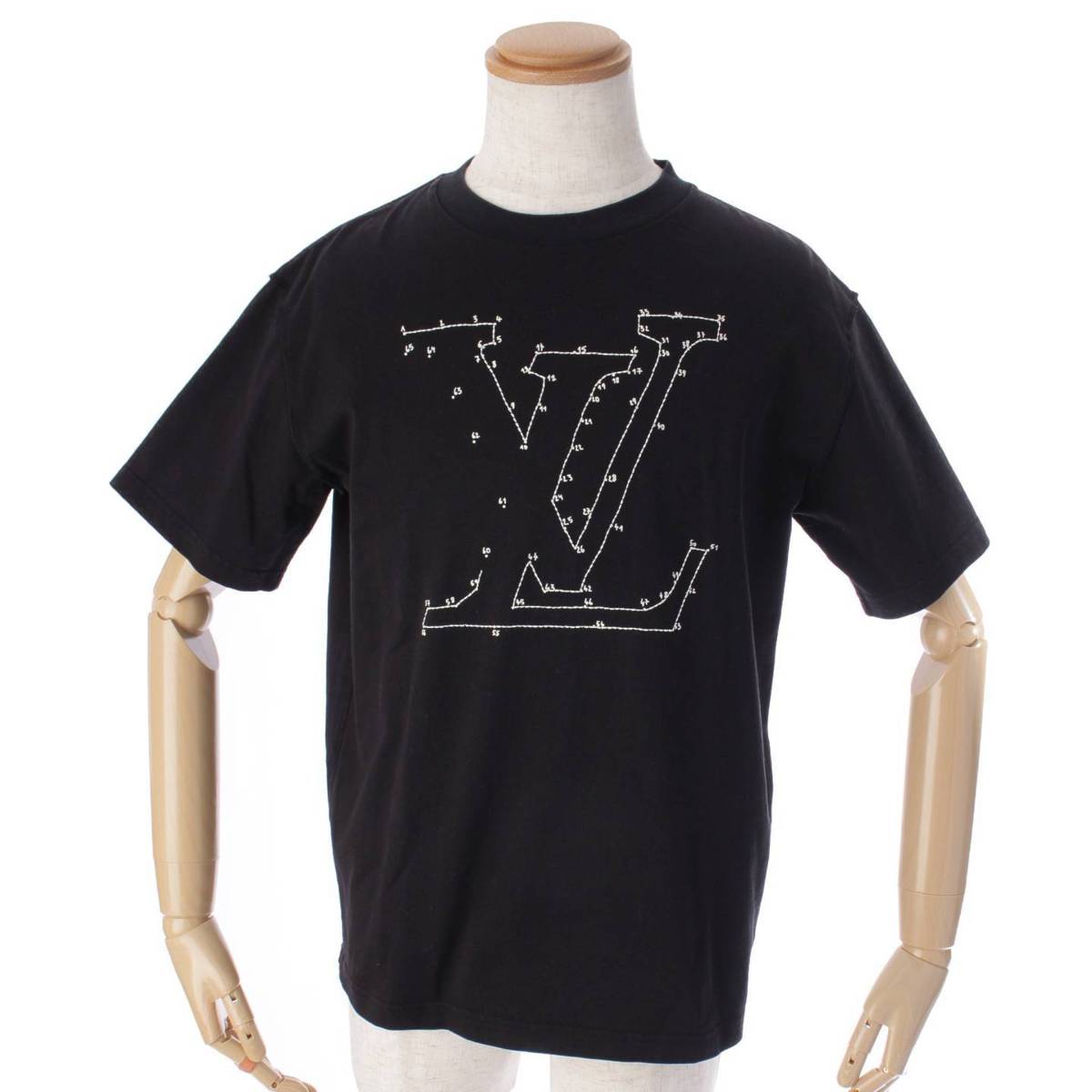 ルイヴィトン(Louis Vuitton) メンズ ロゴステッチ 刺繍 Tシャツ カットソー ヴァージルアブロー ブラック M
