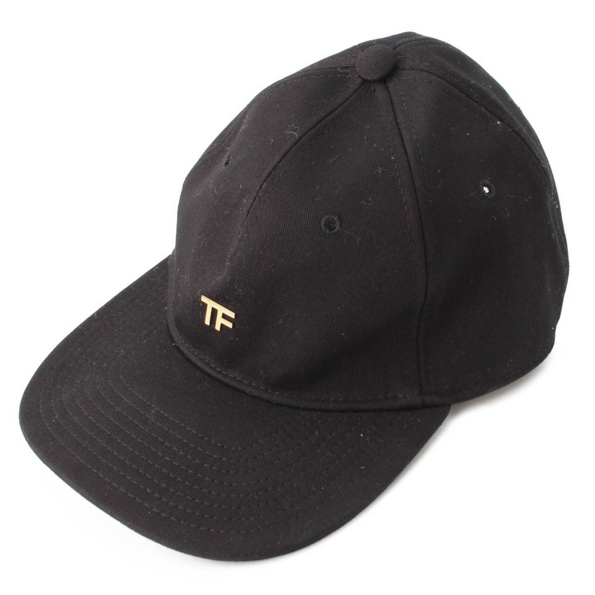 トムフォード(Tom Ford) TFロゴ コットン ベースボール キャップ 帽子 ブラック