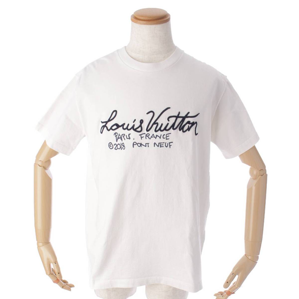 ルイヴィトン(Louis Vuitton) メンズ 20年 コットン シグネチャー エンブロイダリー カットソー Tシャツ ホワイト M