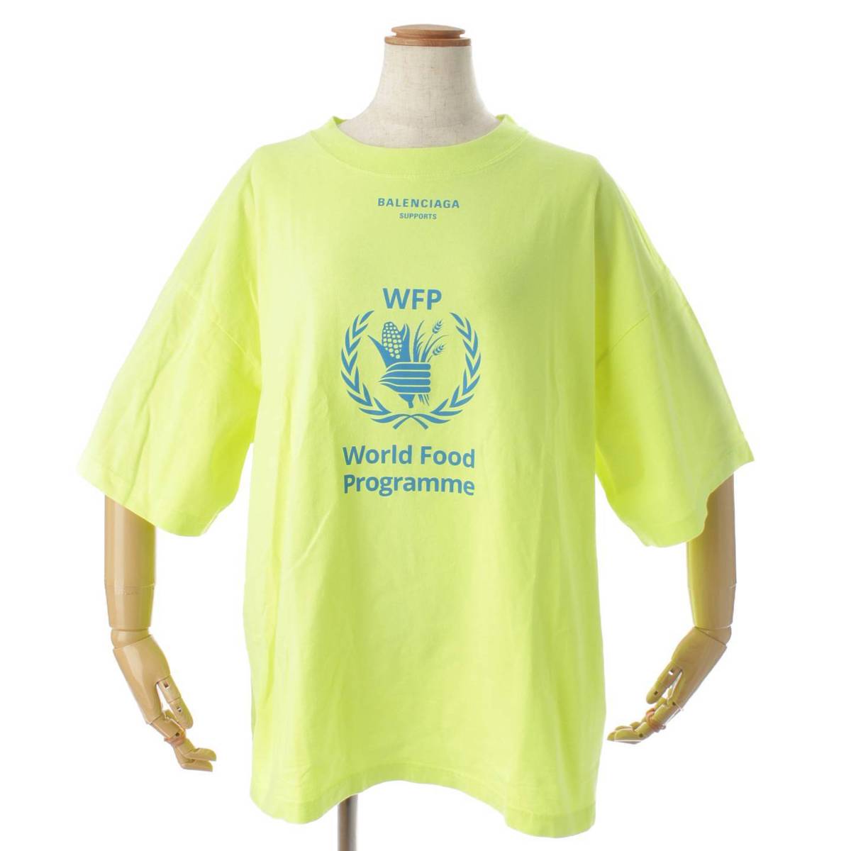 バレンシアガ(Balenciaga) 18AW WFP プリント ロゴ オーバーサイズ Tシャツ トップス 541705 イエロー XL