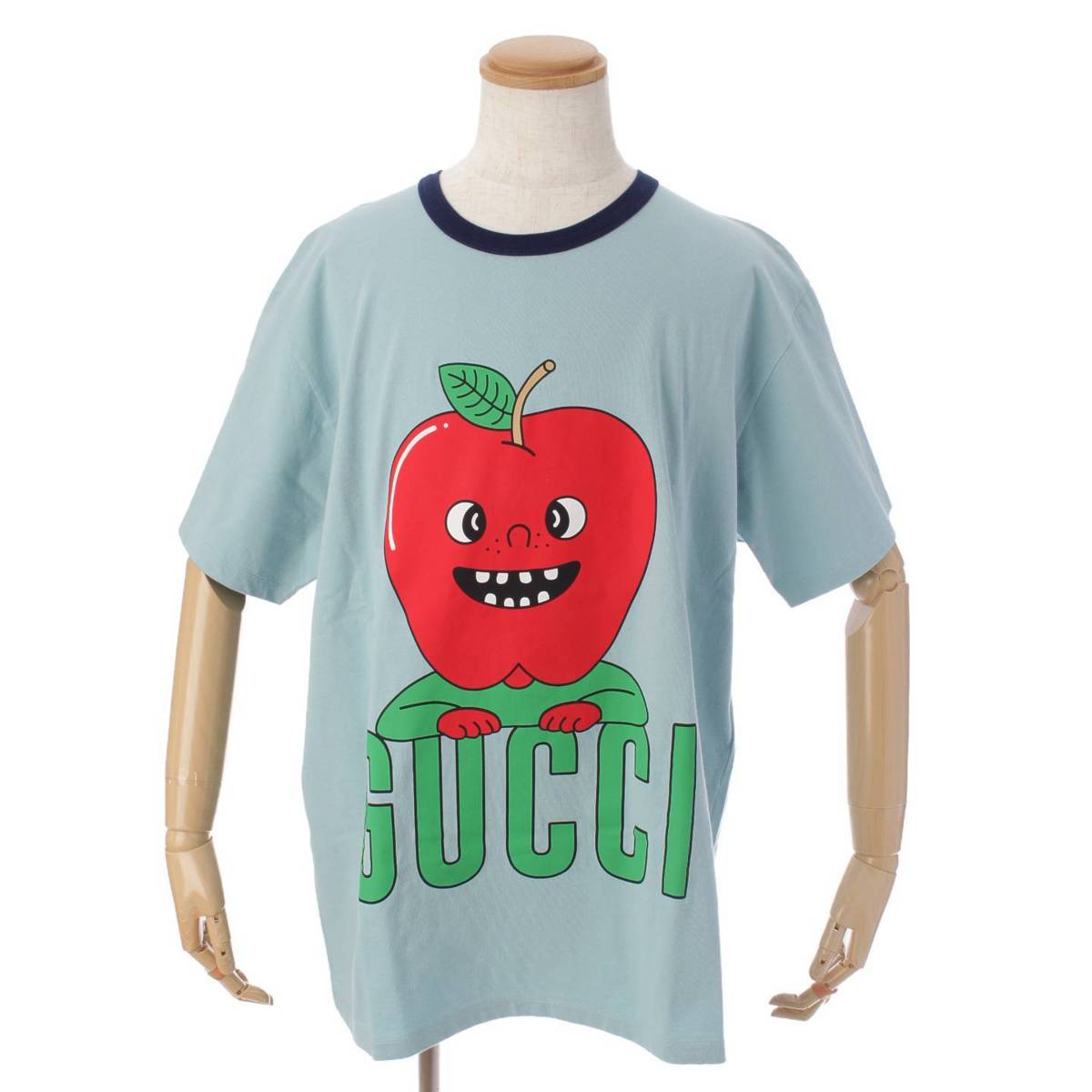 グッチ(Gucci) アップルプリント オーバーサイズ Tシャツ トップス 703439 ブルー L