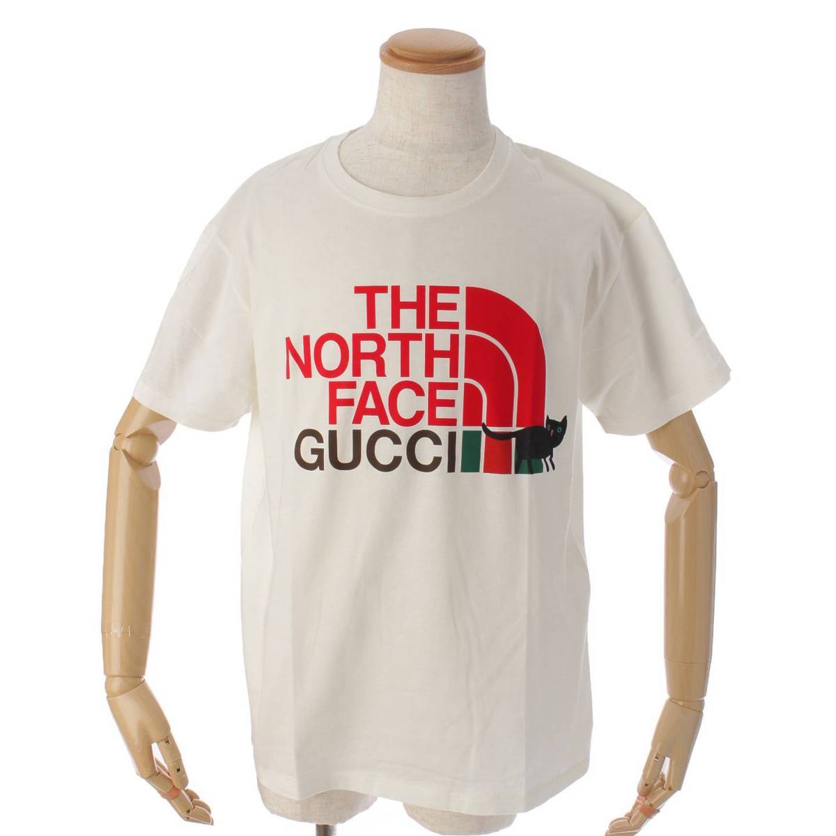 グッチ(Gucci) ノースフェイス メンズ ロゴプリント コットン 半袖 Tシャツ 615044 ホワイト S