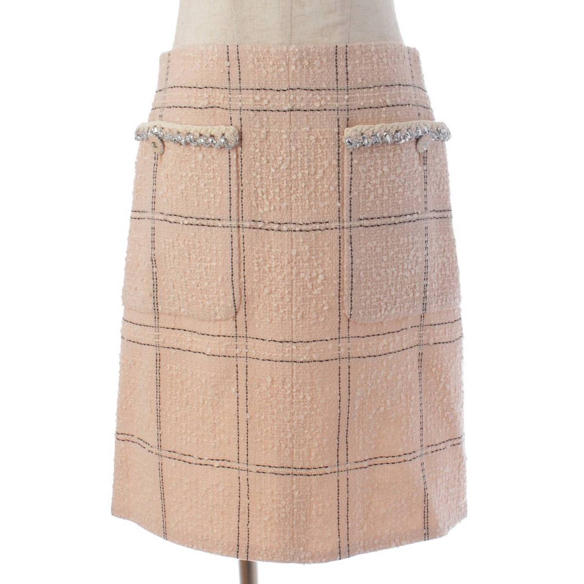 シャネル(Chanel) 04P ツイード スカート P23595 ピンク 38 中古 通販