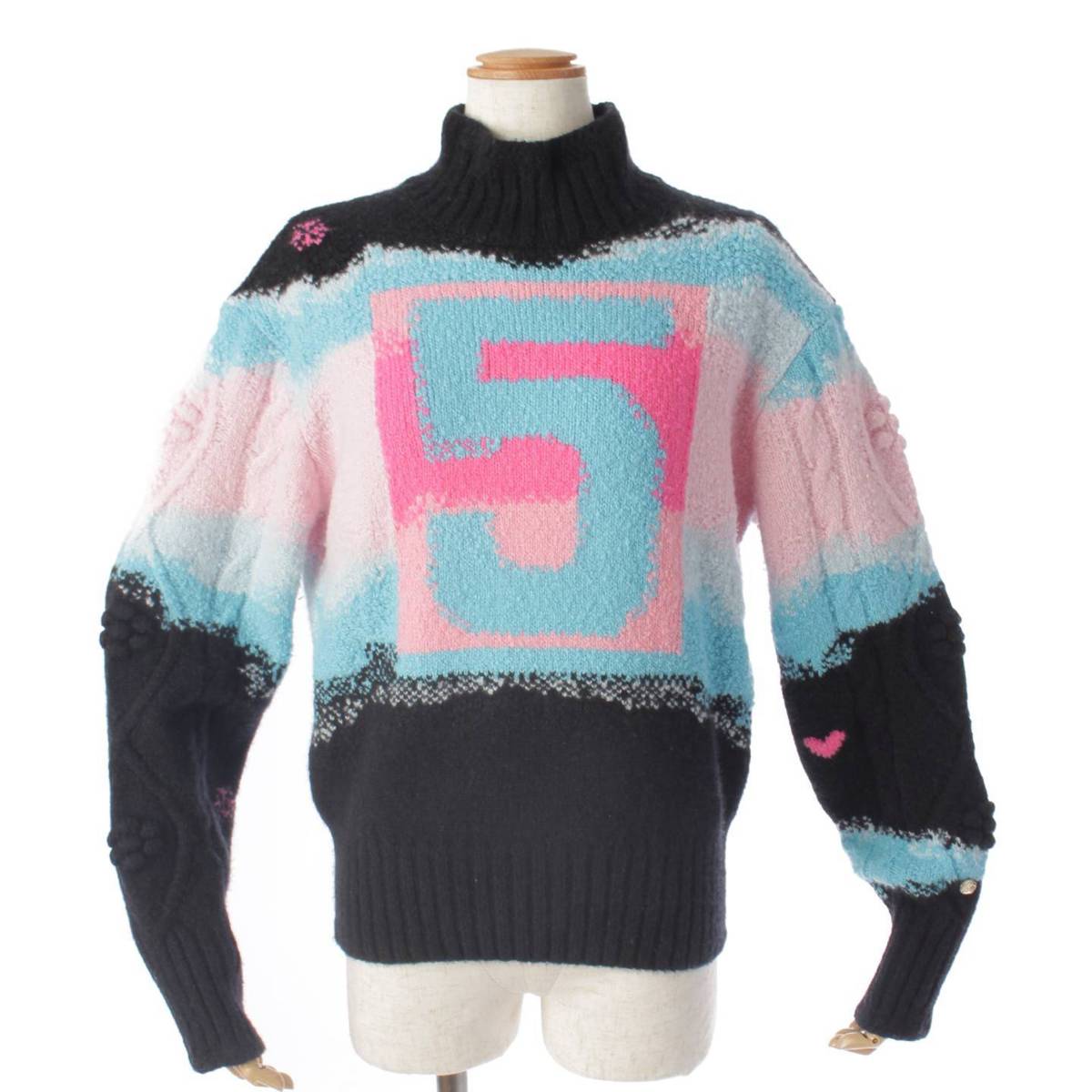 シャネル(Chanel) ココマーク NO.5 カシミヤ シルク混 ニット セーター トップス マルチカラー 36