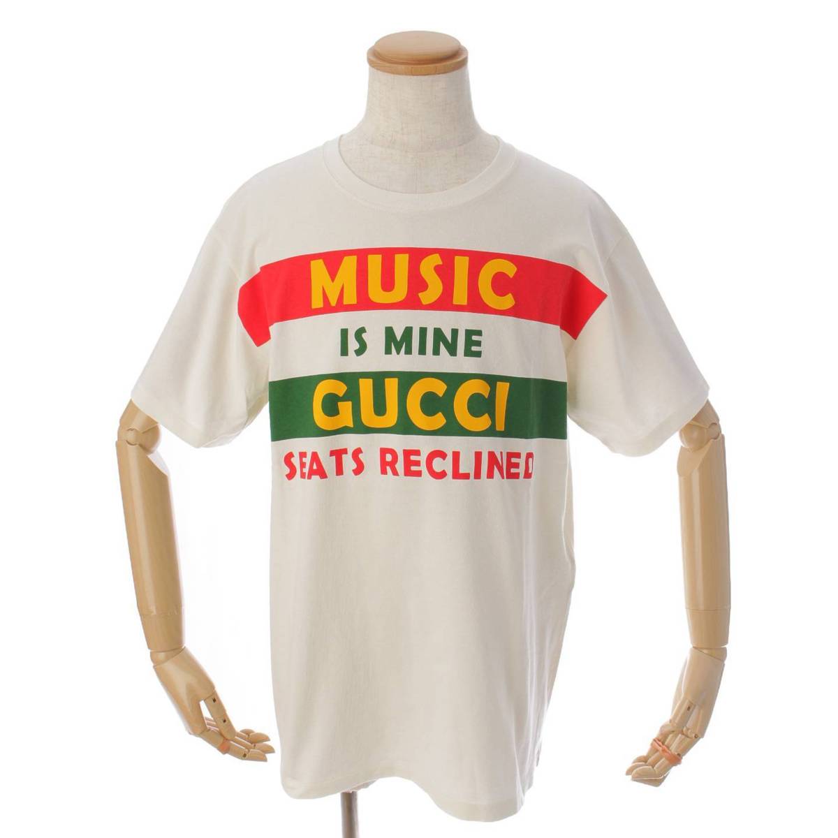 グッチ(Gucci) 100周年 MUSIC IS MINE プリント Tシャツ トップス 615044 ホワイト M