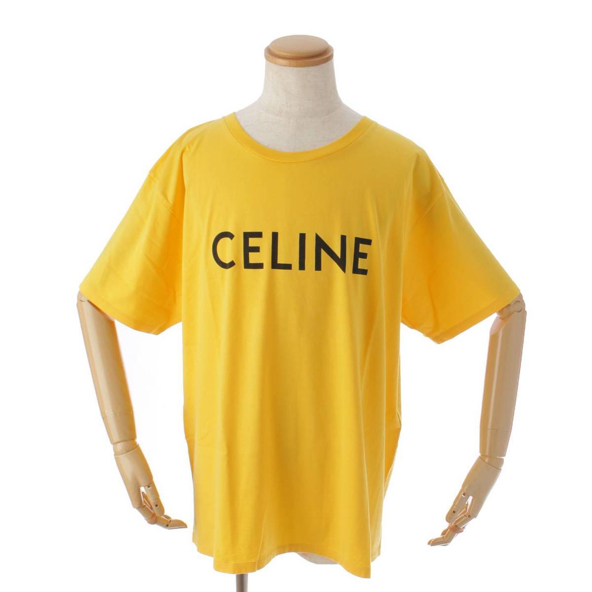 セリーヌ(Celine) メンズ LOOSE LOGO PRINT TEE ロゴプリント コットン 半袖 Tシャツ イエロー XXL