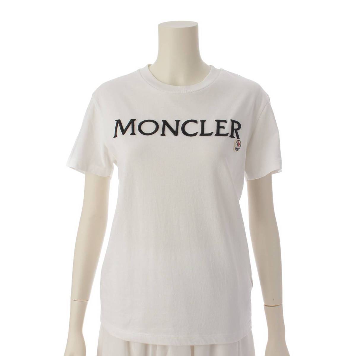 モンクレール Moncler 22SS MAGLIA MANICHE CORTE 半袖 クルーネック ロゴ Tシャツ オフホワイト XS