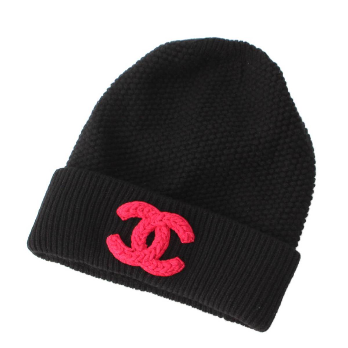シャネル Chanel 23A カシミヤ ココマーク ニット キャップ 帽子 AA9257 ブラック