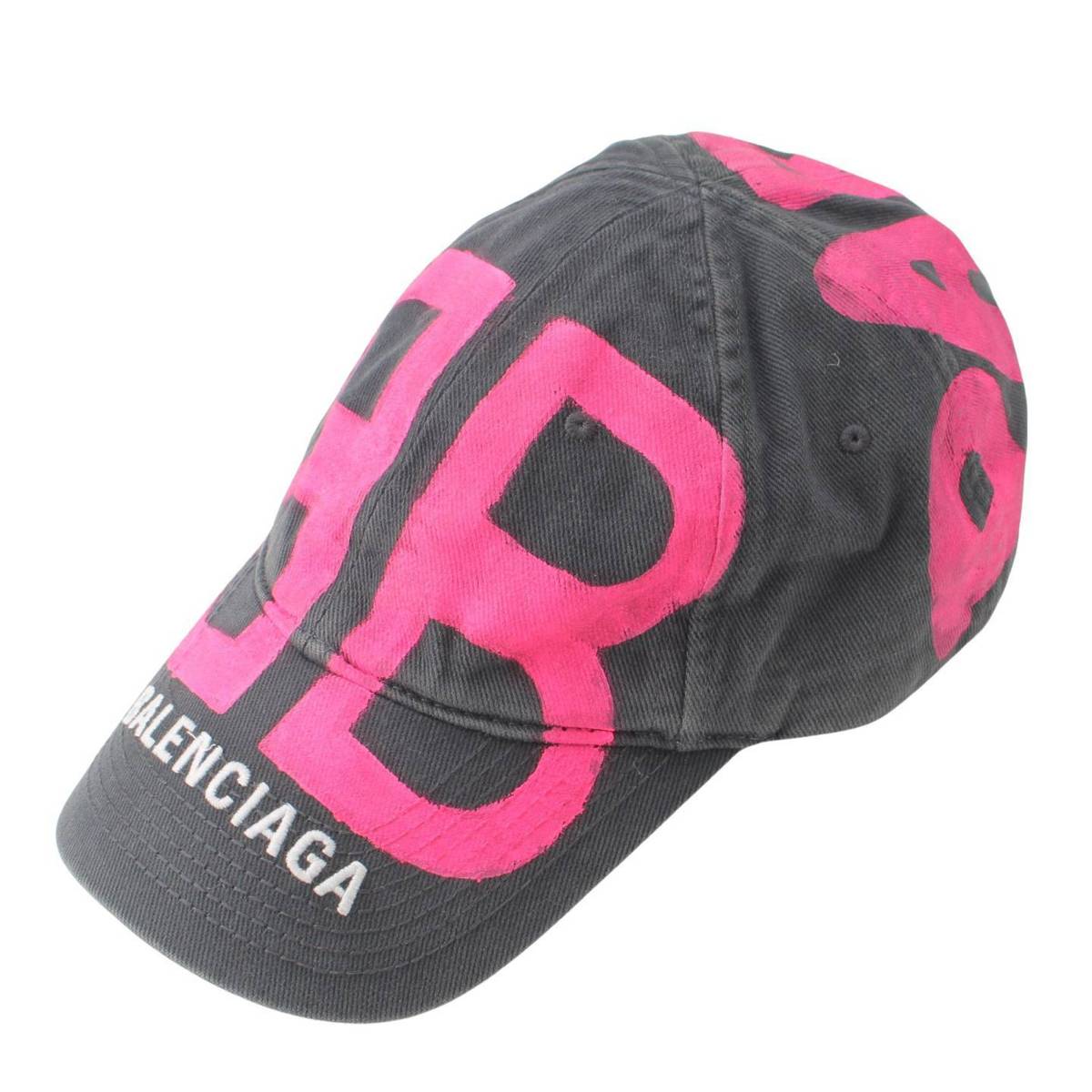 バレンシアガ Balenciaga BBスプレイド ペイント キャップ 帽子 673321 グレー×ピンク L 中古 通販 retro レトロ