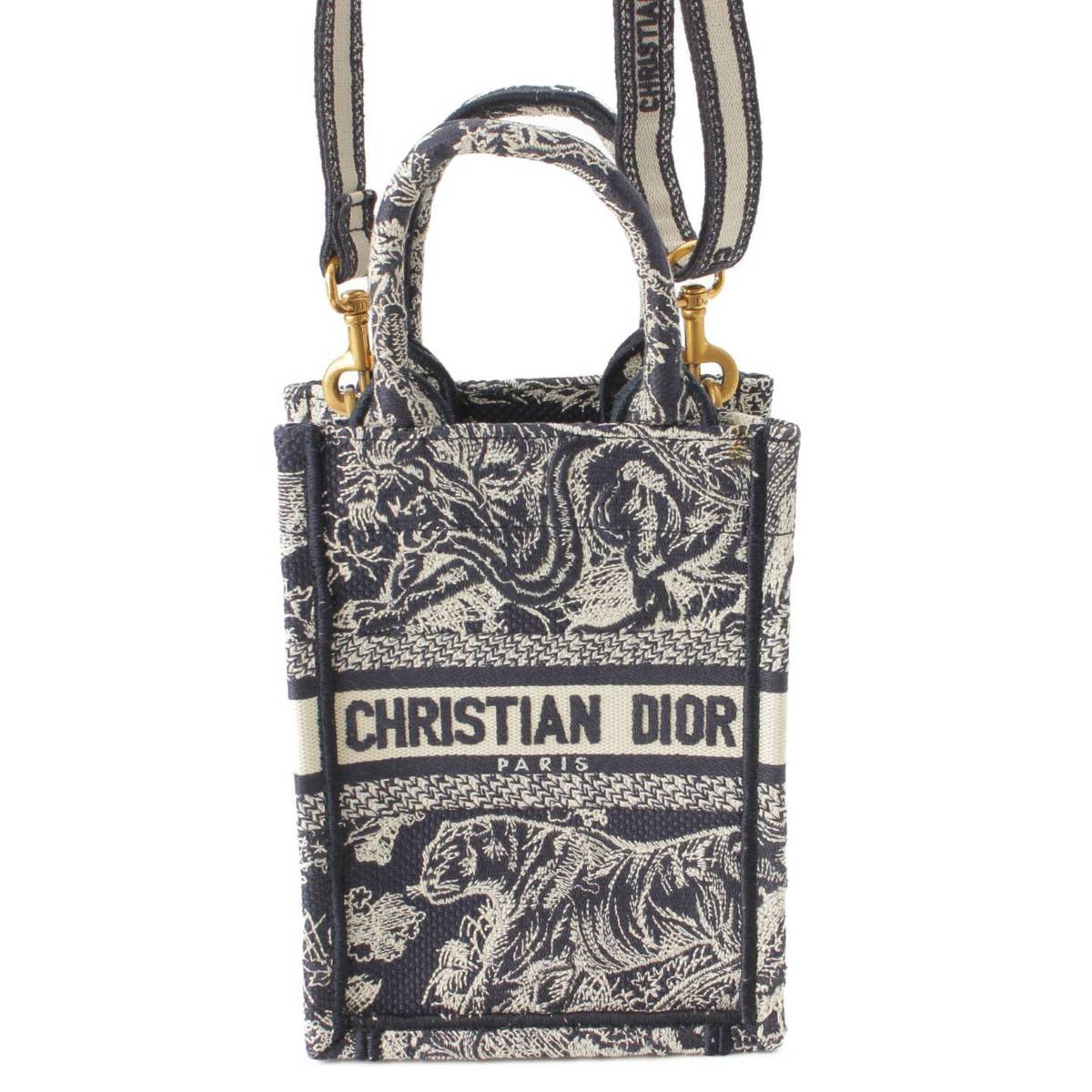 クリスチャンディオール Christian Dior バーティカル キャンバス ブックトート トートバッグ ネイビー