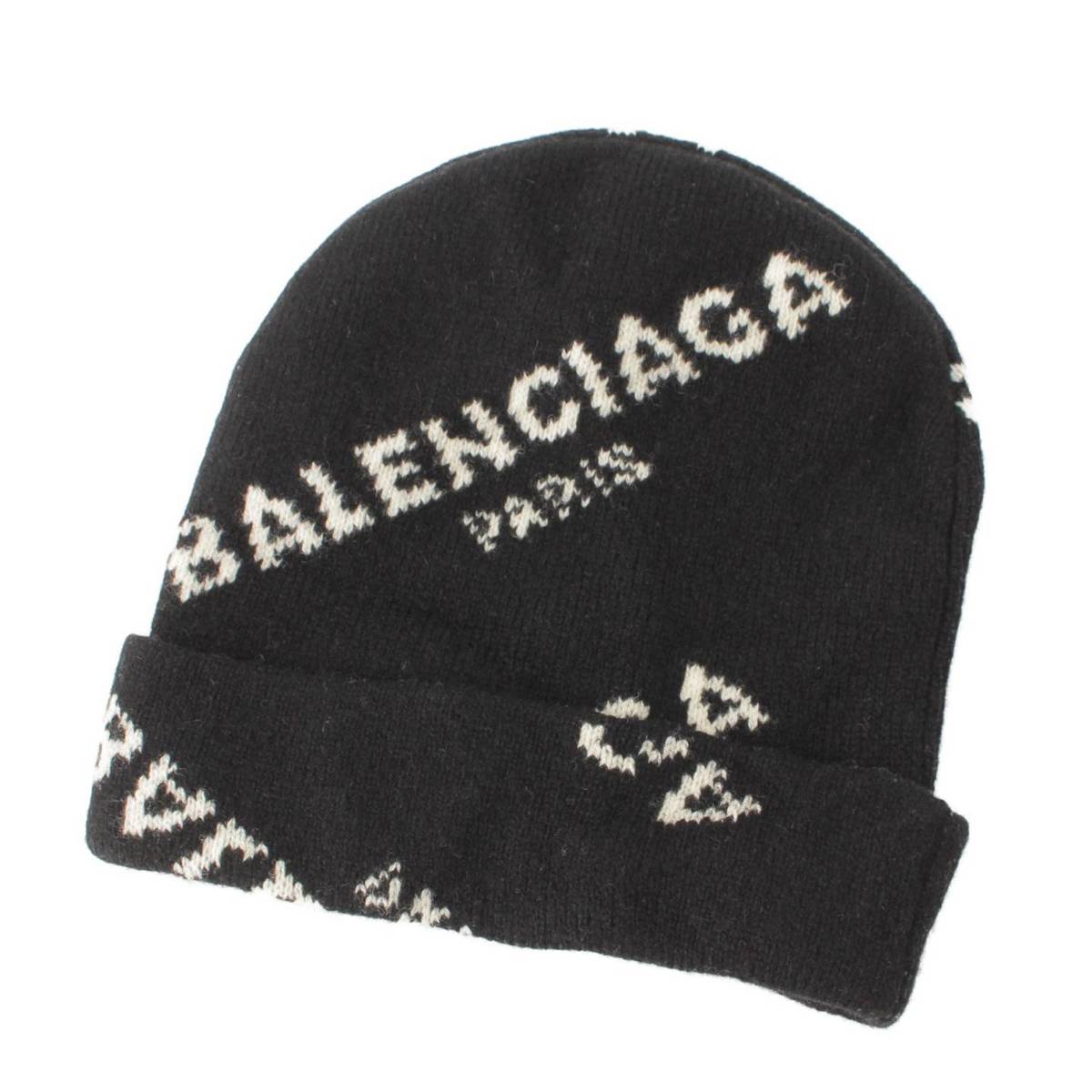 バレンシアガ ニットキャップ ウール×ナイロン ブラック - レディース帽子