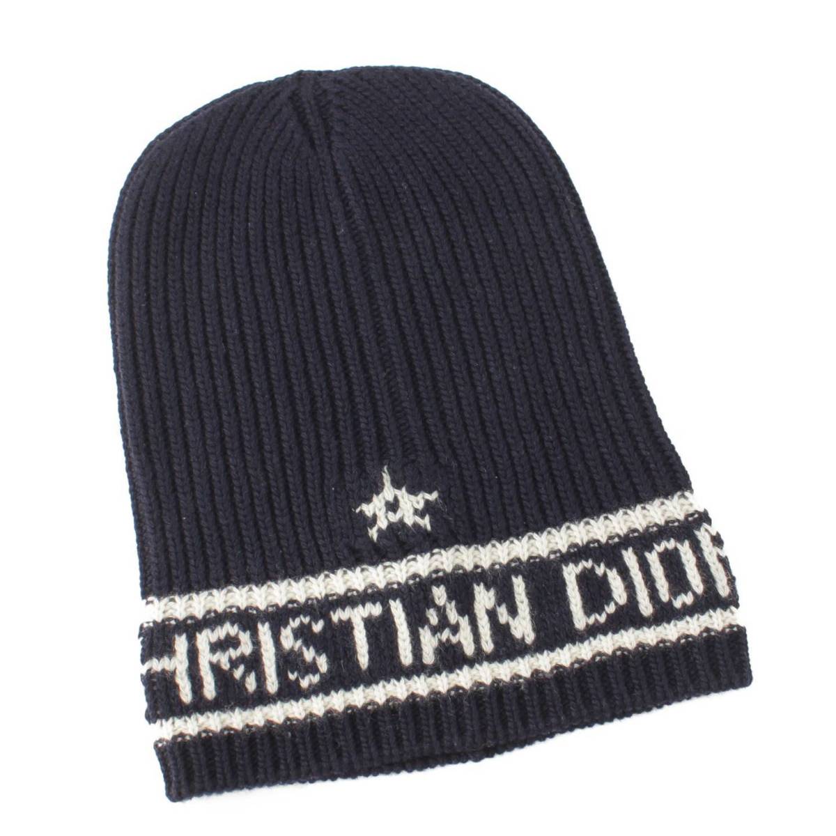 クリスチャンディオール Christian Dior ロゴ カシミヤ×ウール ニット帽 ニットキャップ 帽子 31NOE714IXGH ネイビー