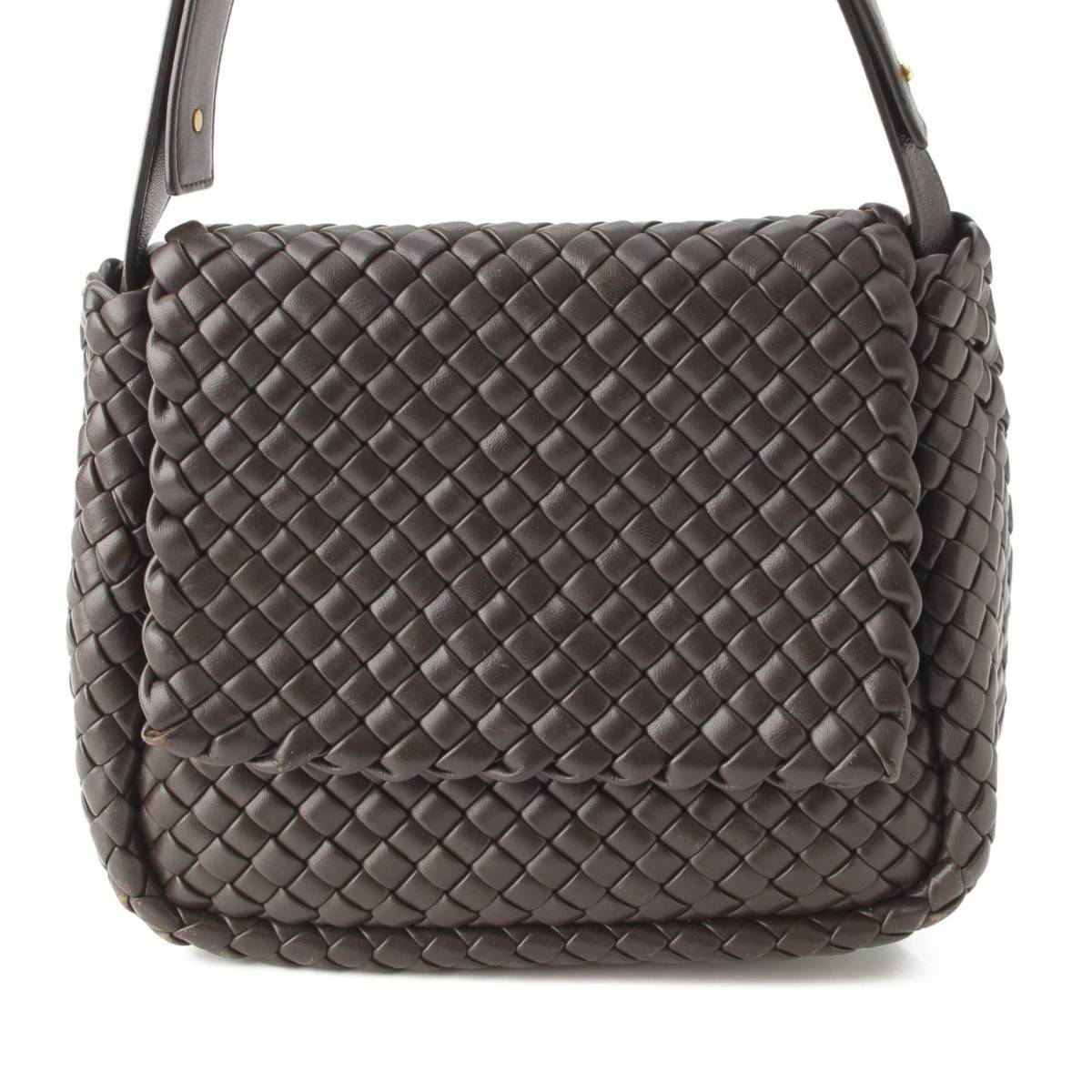 ボッテガヴェネタ Bottega Veneta スモール コブル イントレチャート レザー ショルダーバッグ 709418 ブラウン 中古 通販  retro レトロ