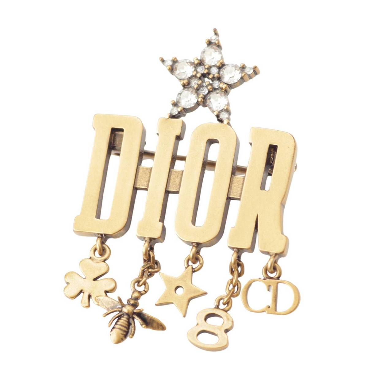 クリスチャンディオール Christian Dior ロゴ CD Bee 8 アイコン ラインストーン ブローチ ゴールド