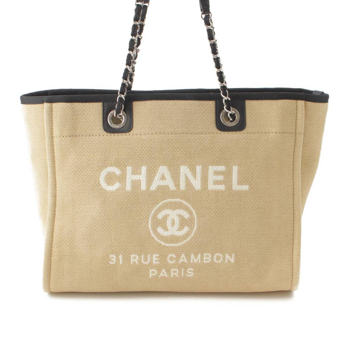 シャネル Chanel ココマーク ドーヴィルMM キャンバス チェーン トートバッグ A67001 ベージュ