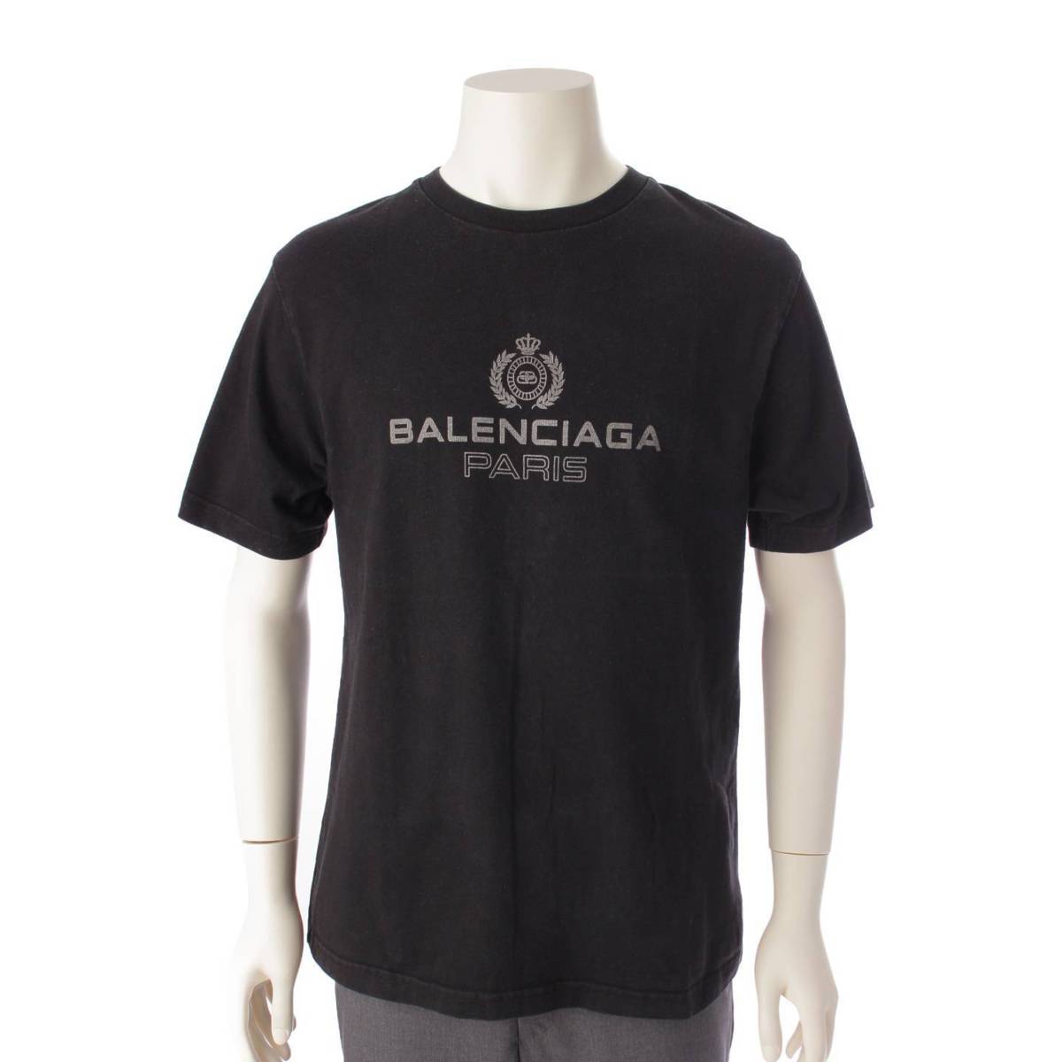 バレンシアガ Balenciaga 19年 メンズ コットン 半袖 ロゴ カットソー Tシャツ トップス 594579 ブラック XS
